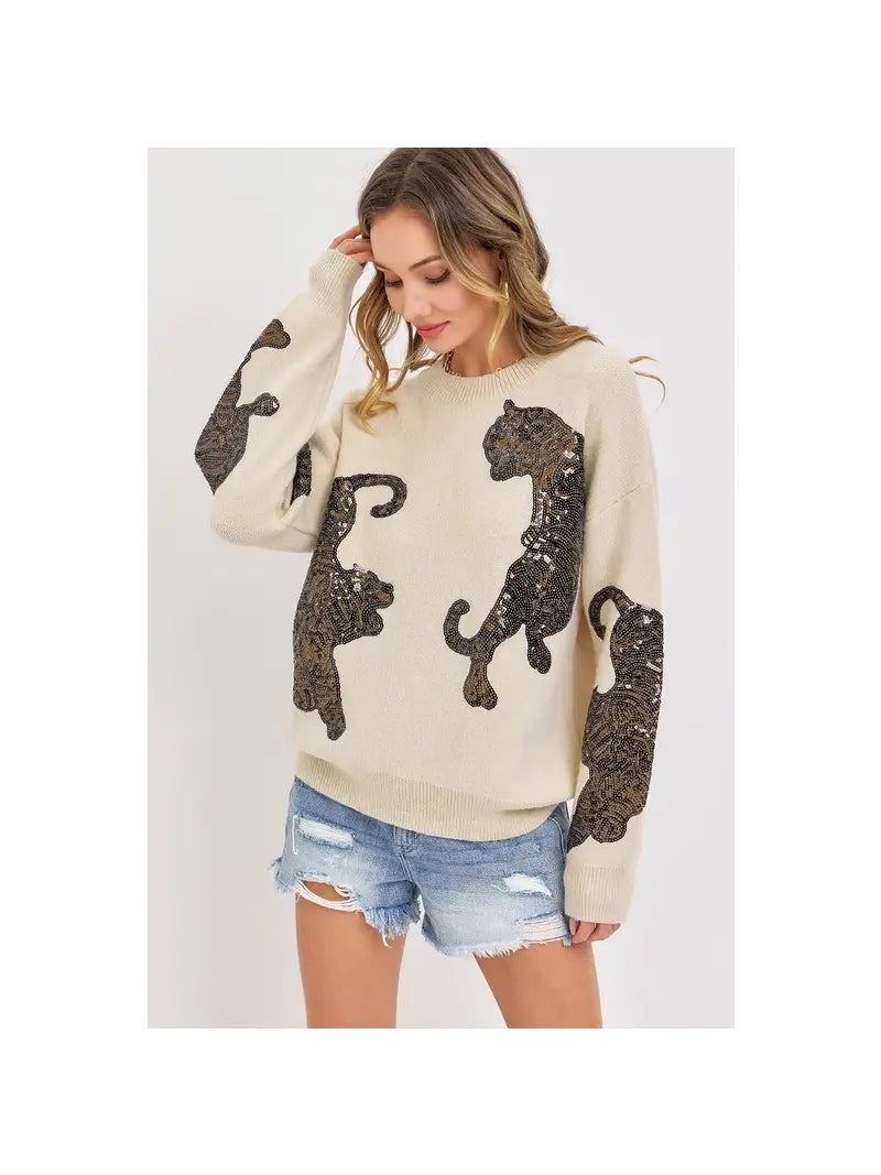 Leopard Sequin Sweater