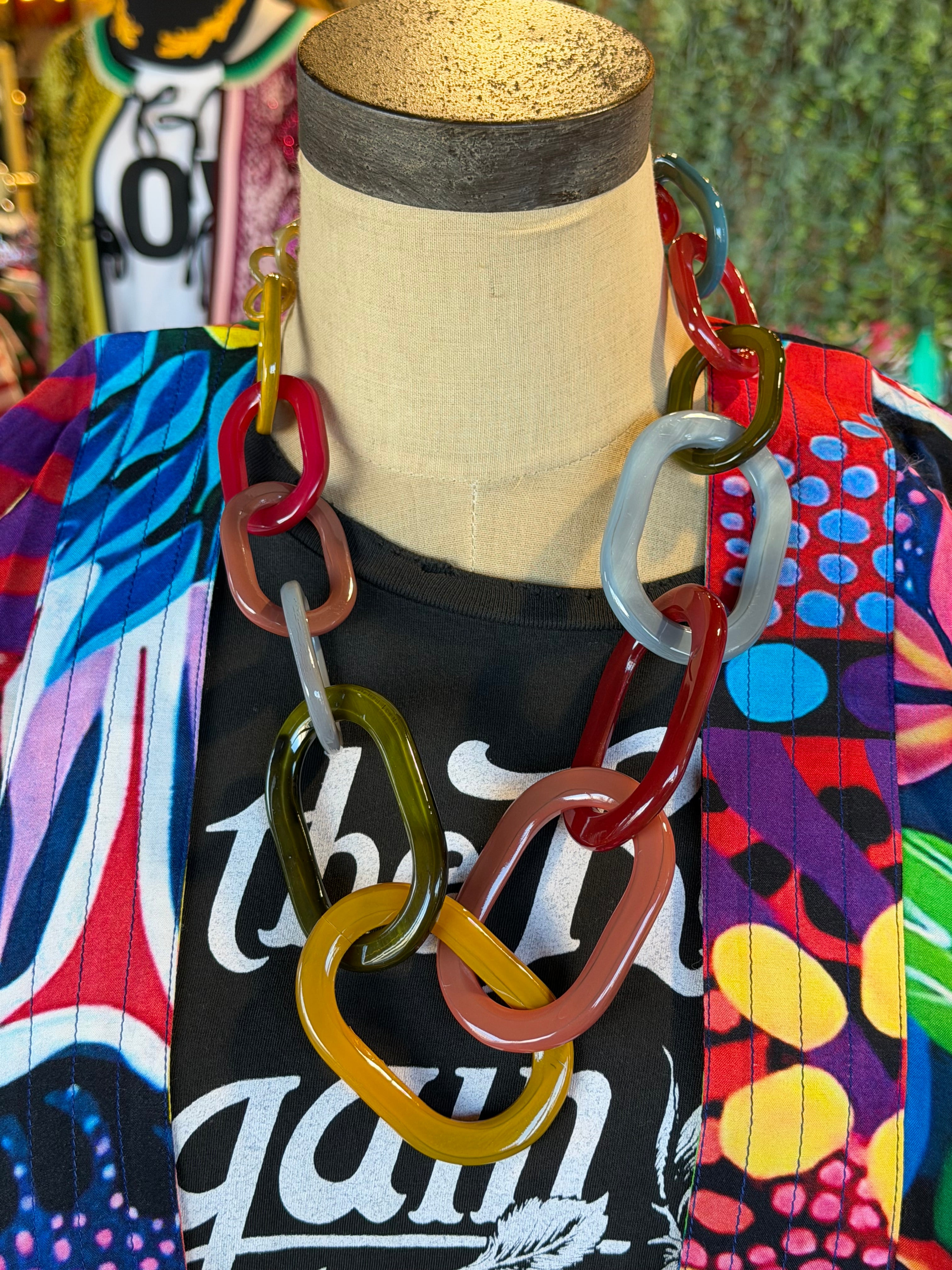 Smoky Rainbow Link Necklace