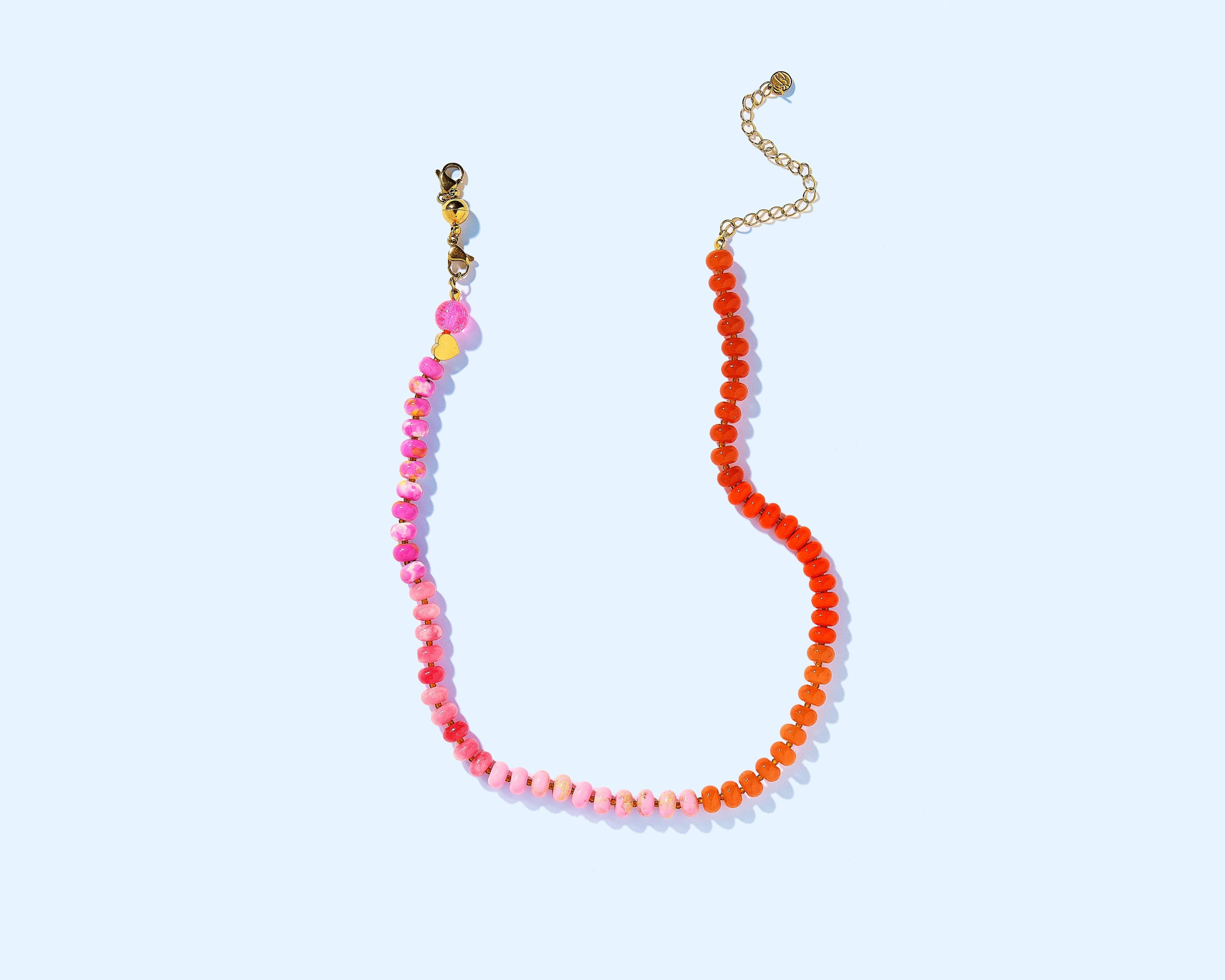 Merideth Necklace - Pink + Orange -