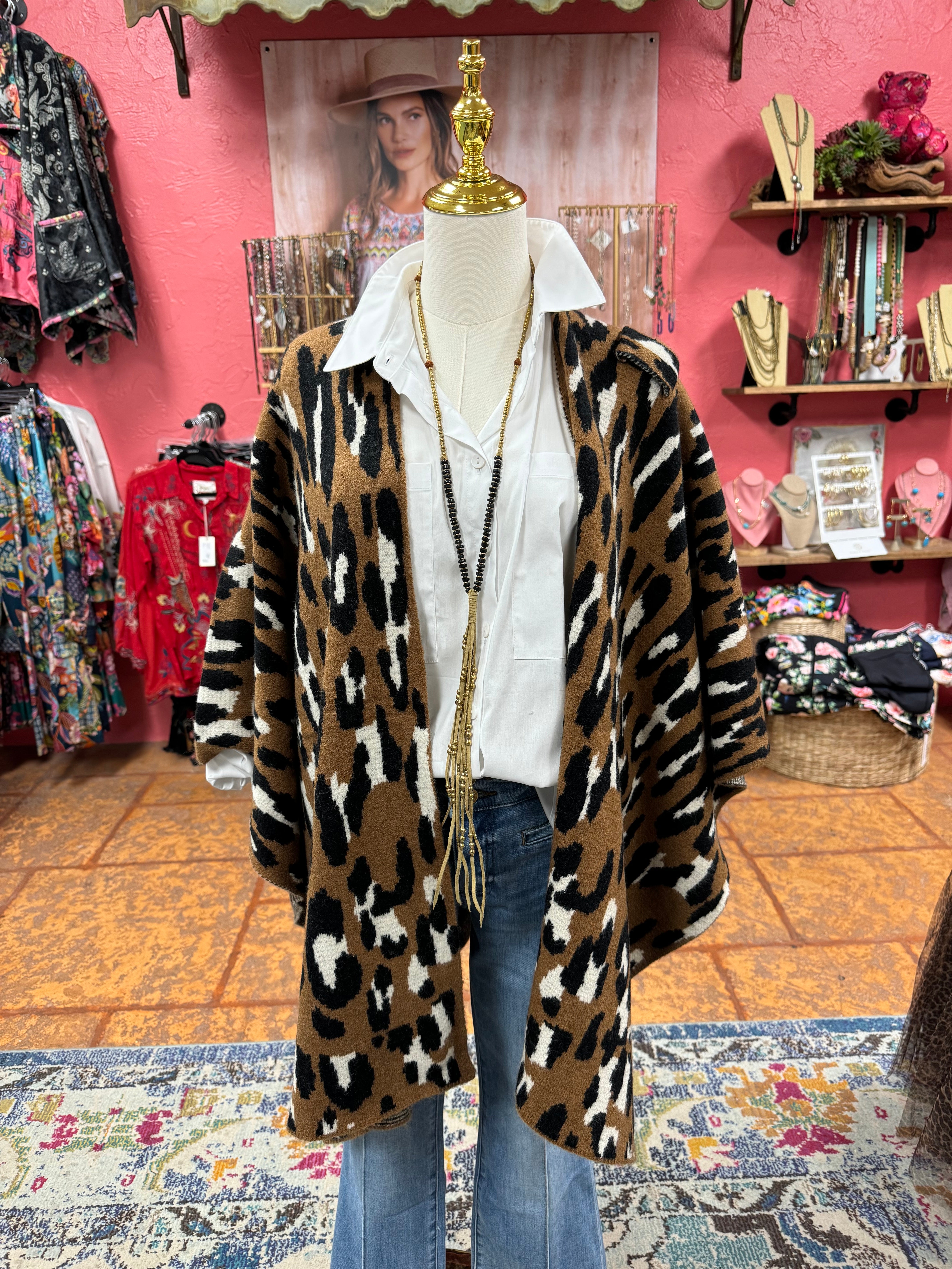 Leopard Ruana Cape