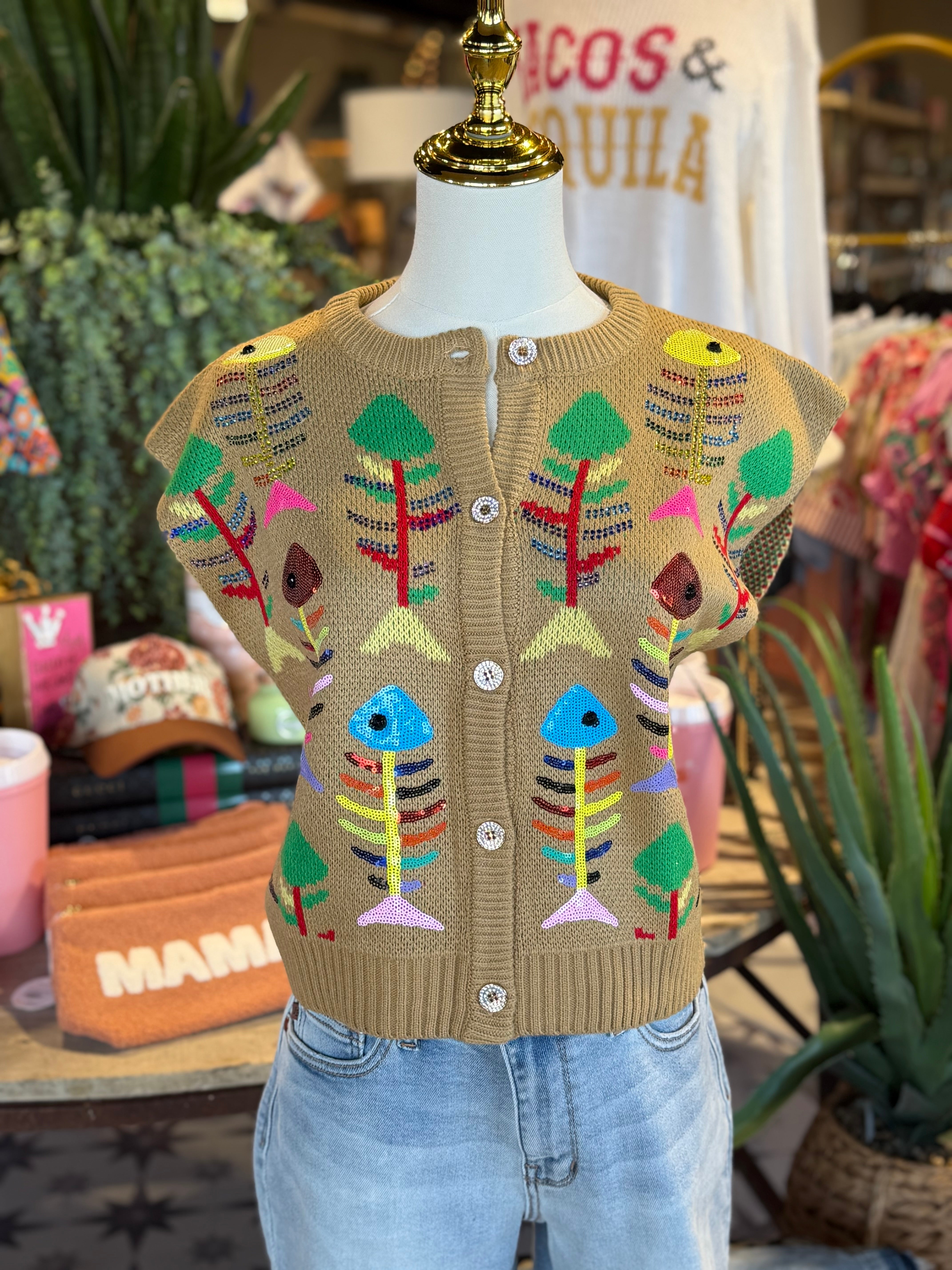 Fish Bones Sweater Top-SALE