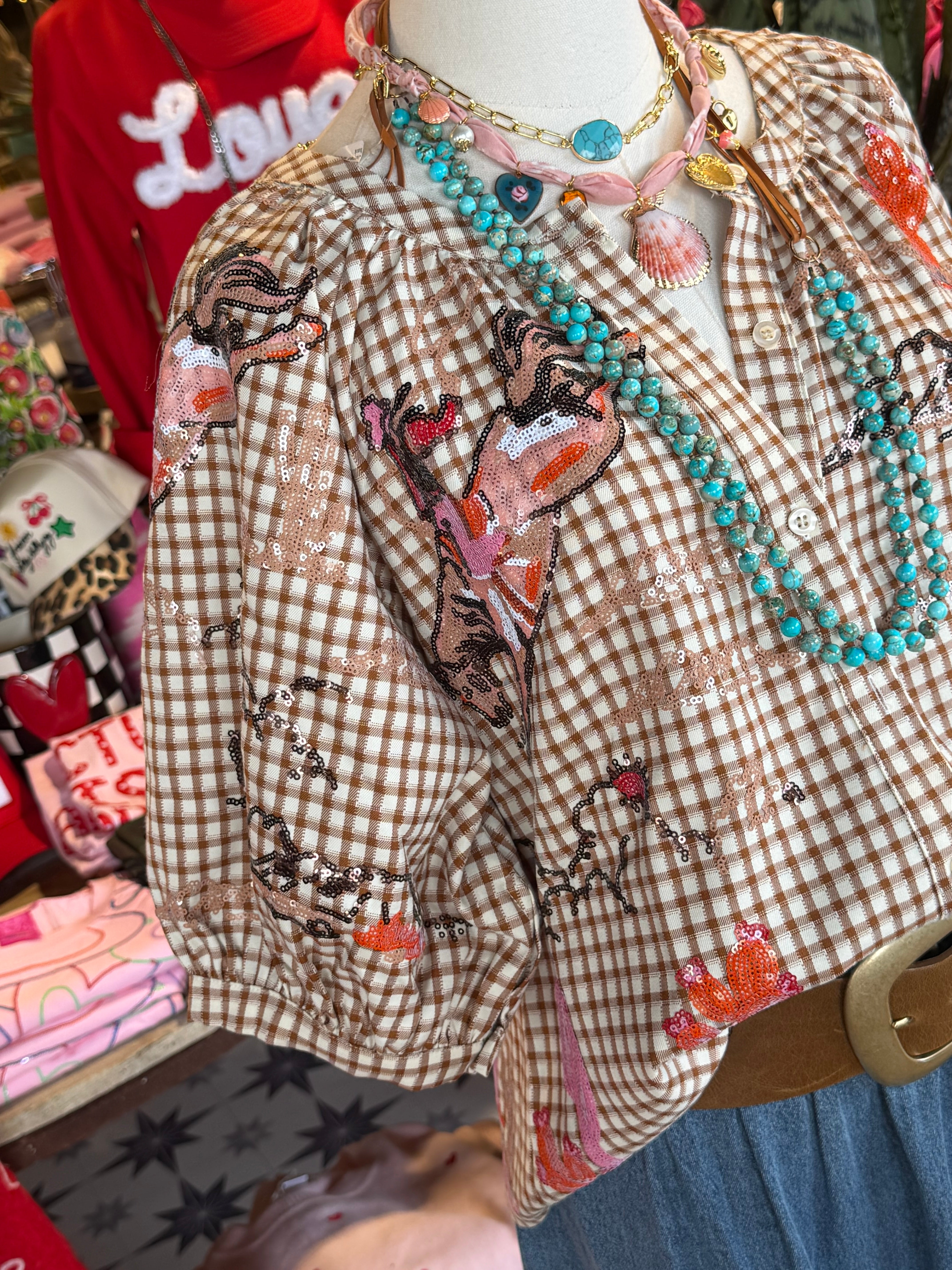 Gingham Bucking Cowgirl Set