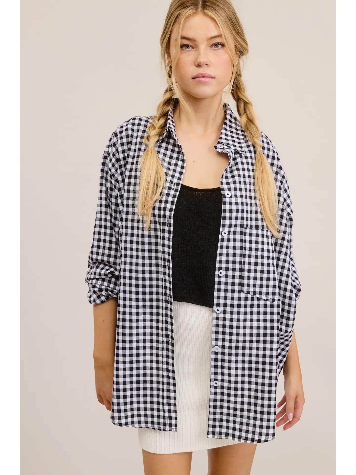 Black and White Gingham Top***