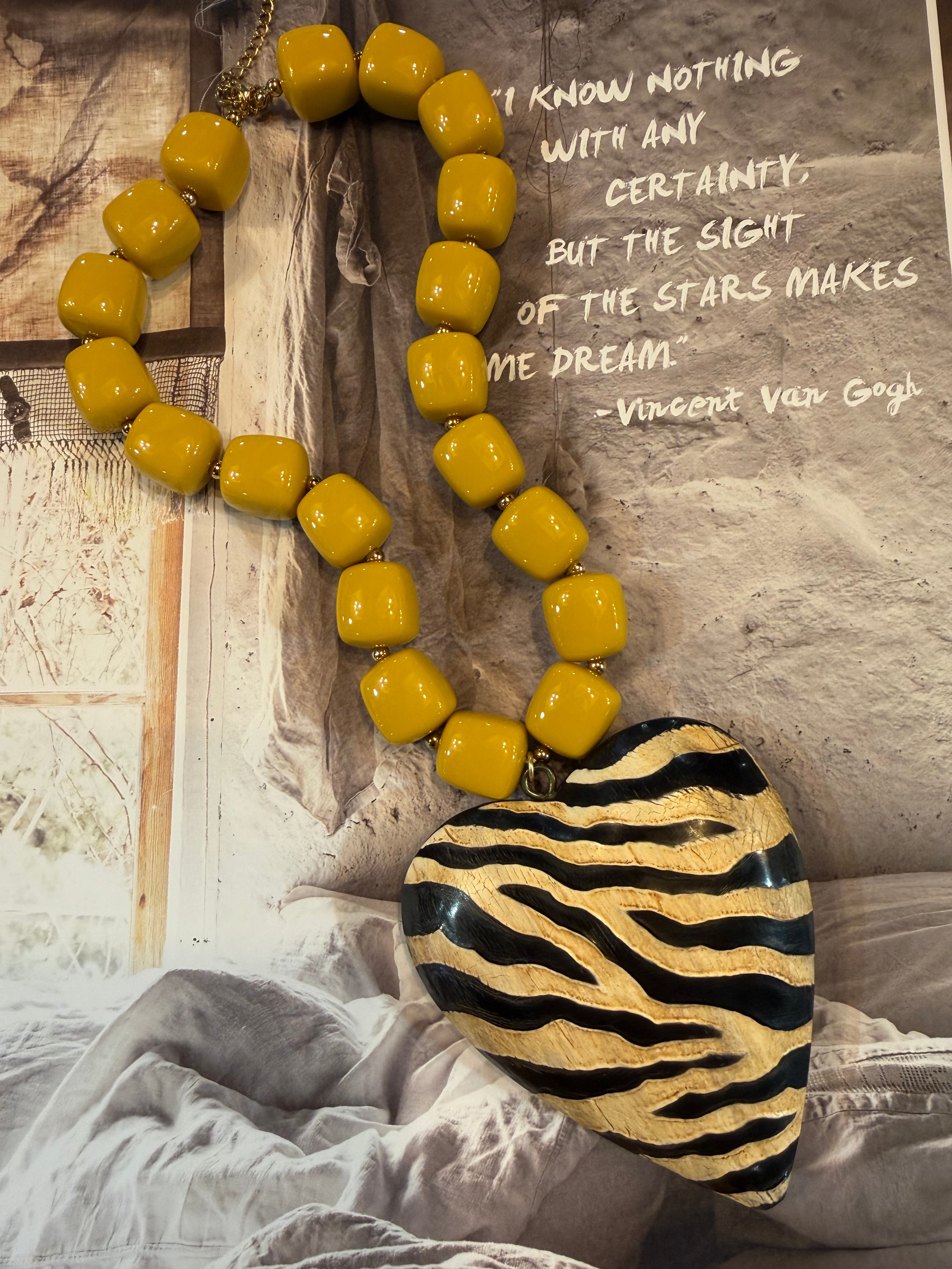 Zebra Heart Necklace