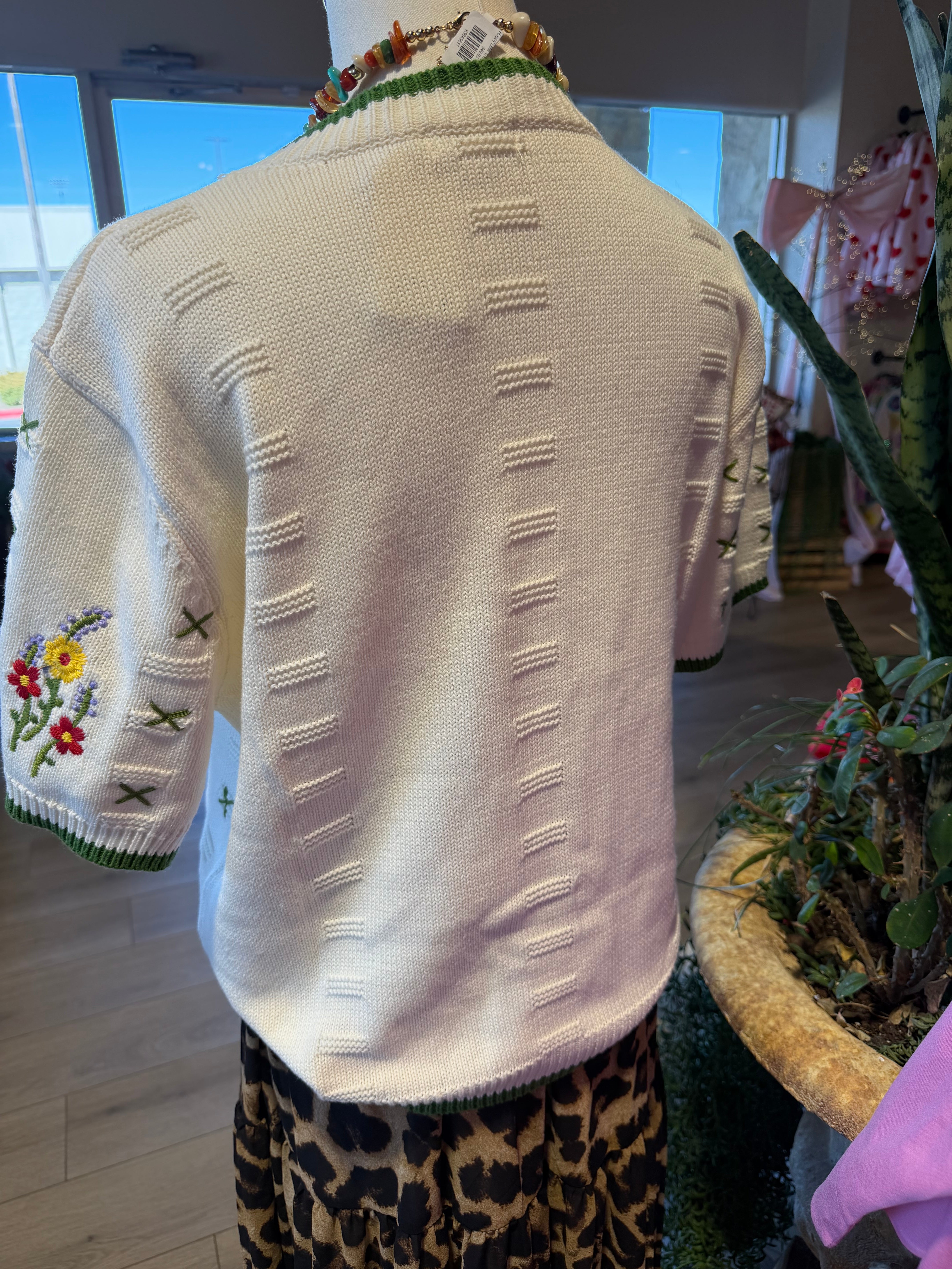 Floral Embroidery Cardigan Top