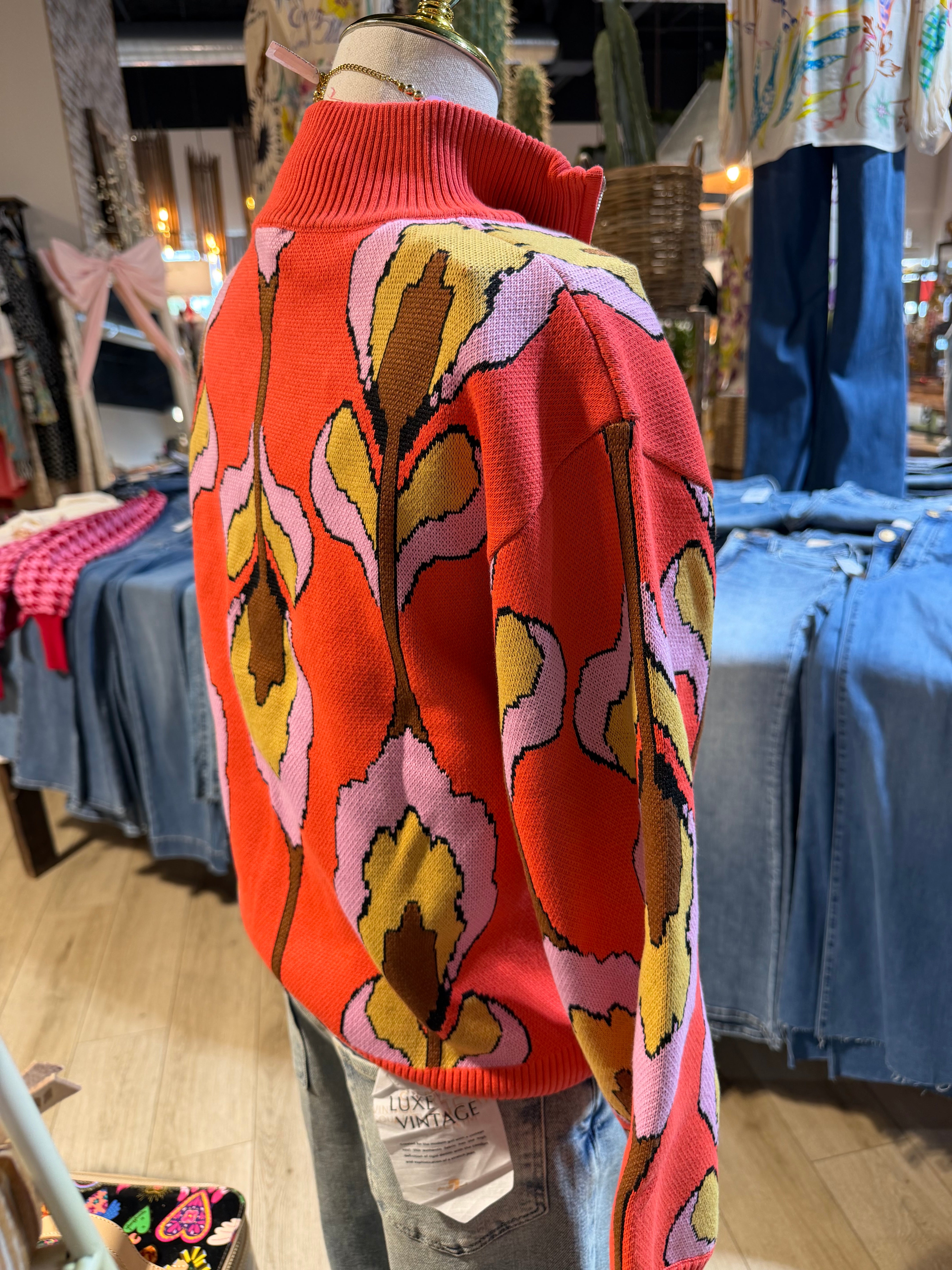 Floral Printed Sweater Top
