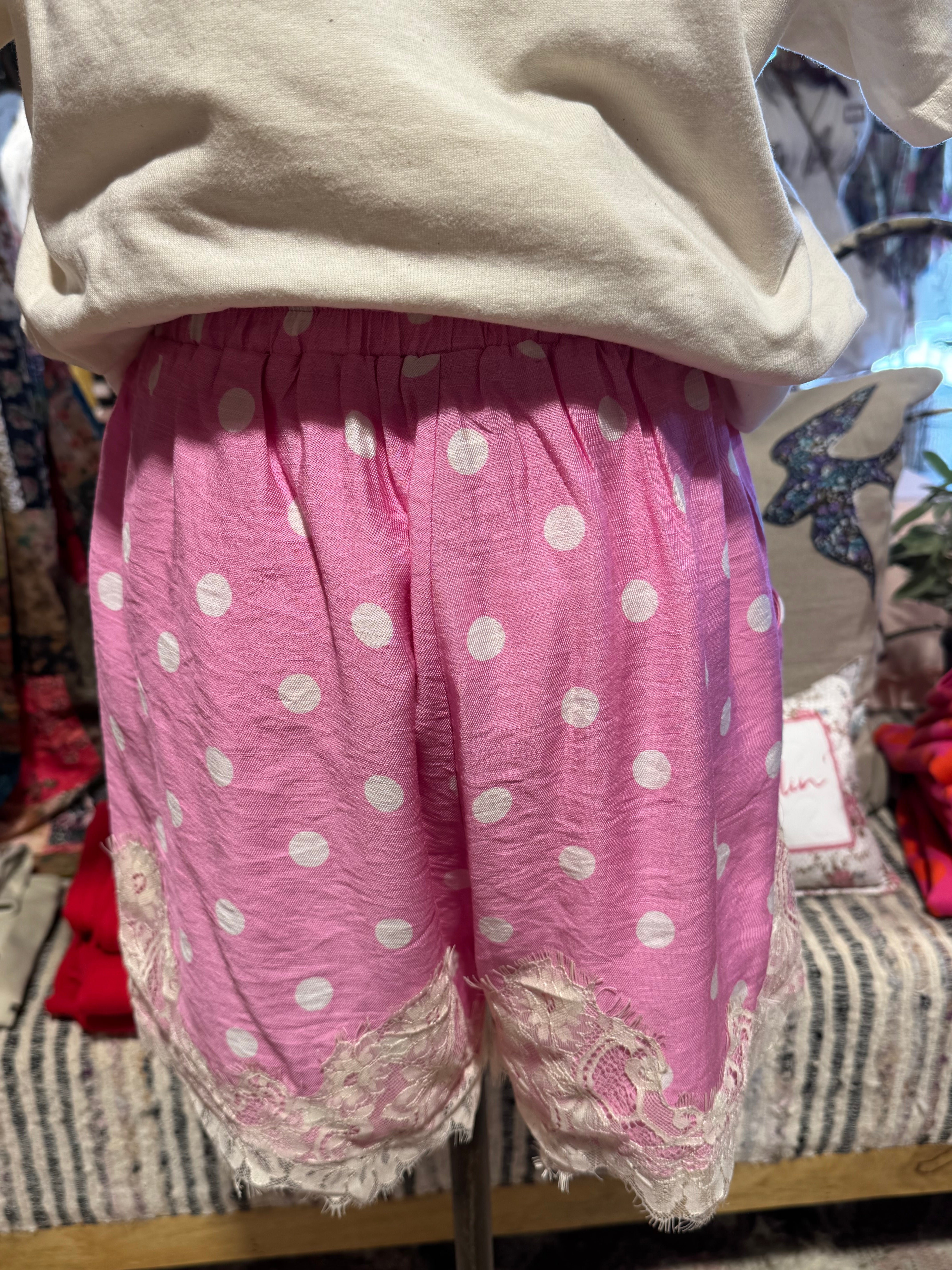 Polka Dot & Lace Shorts- 2 Colors