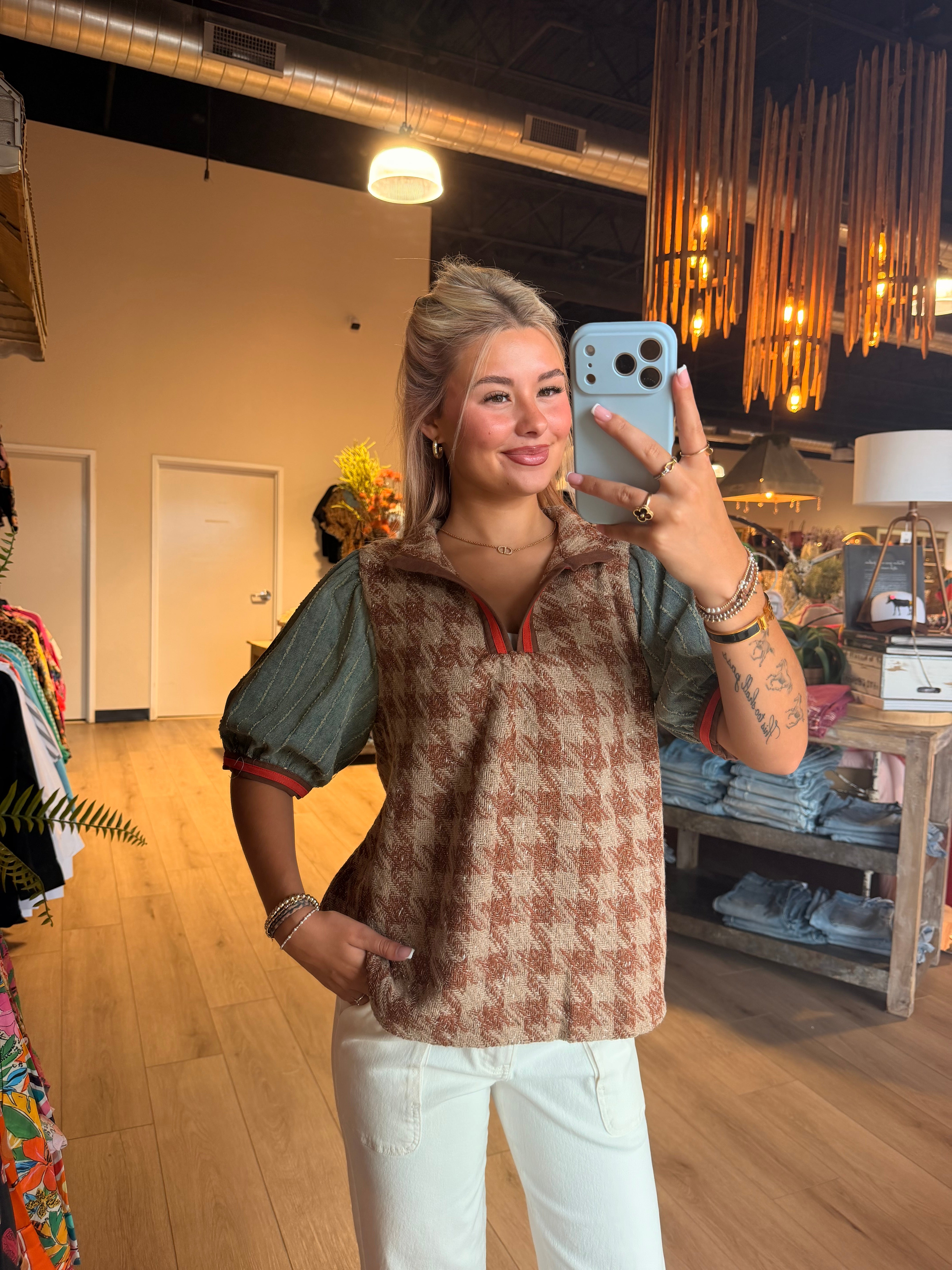 Clark Denim Houndstooth Top