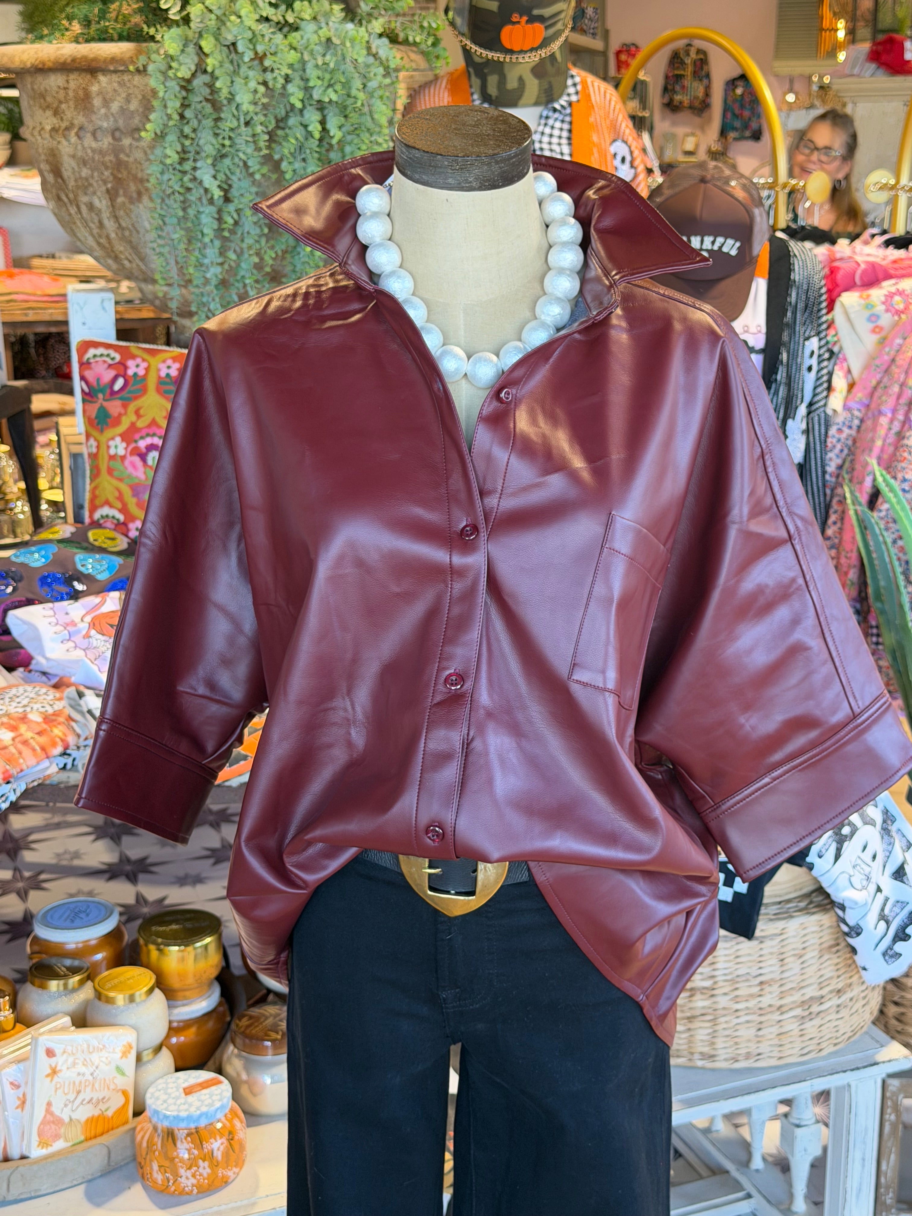 Eva Faux Leather Top (2 colors)