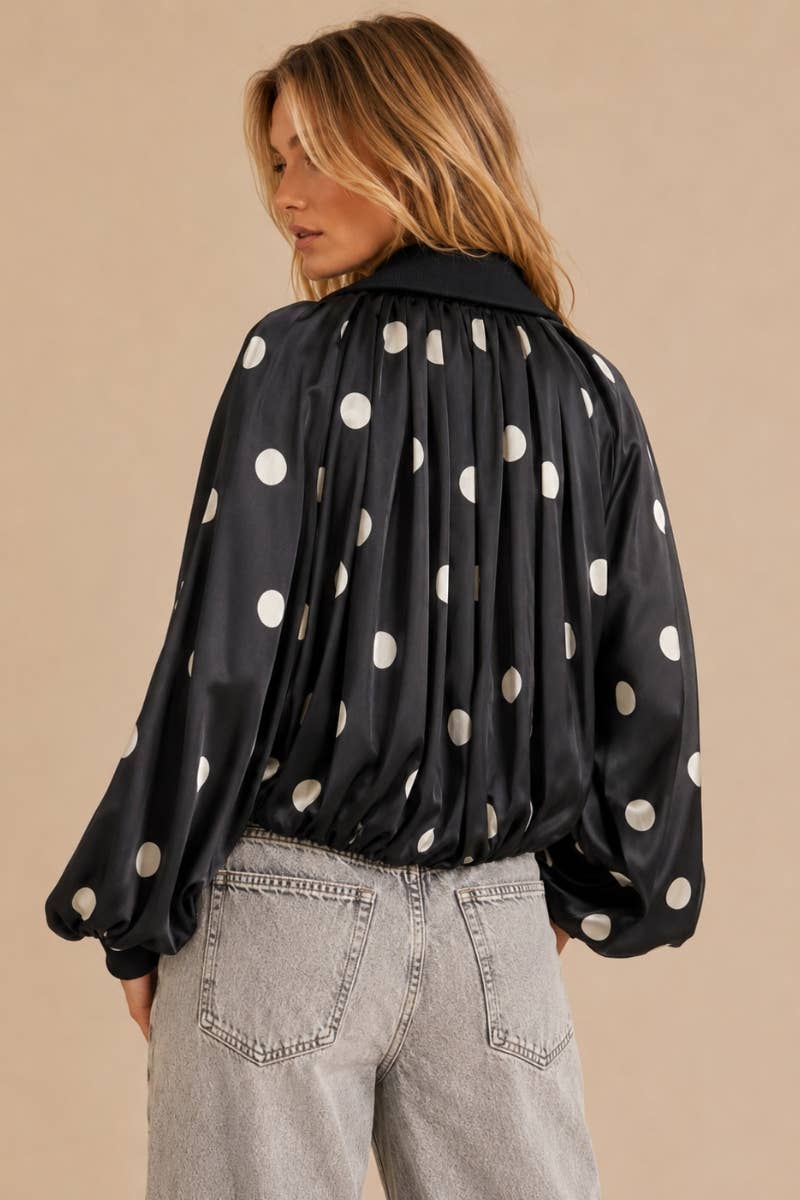 SATIN POLKADOT BUBBLE JACKET