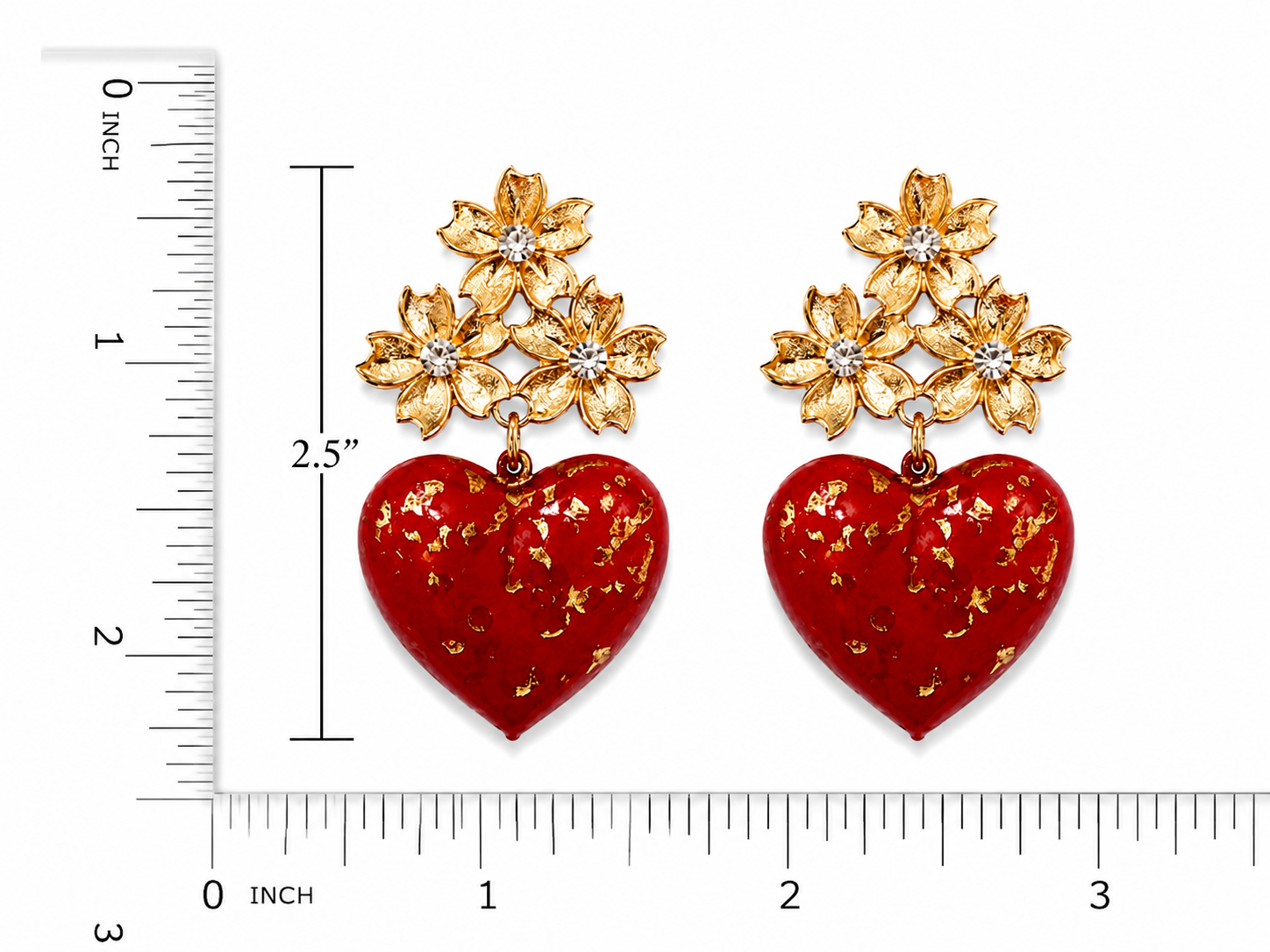 The Red Puff Heart Earring in True Red