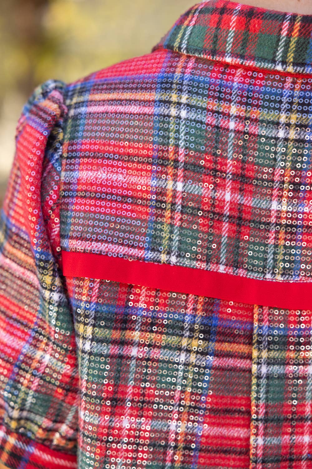 Collared Plaid Sequins Dress