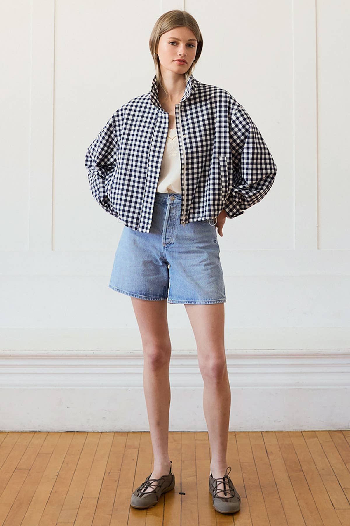 Gingham Zip Jacket -