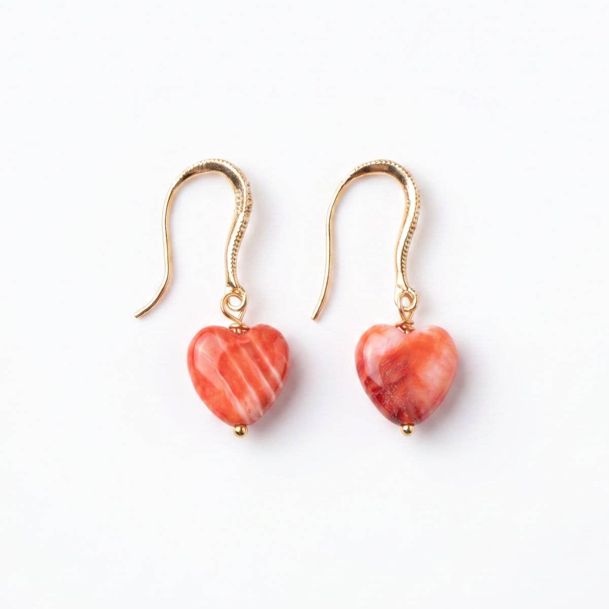 Heart Drop Earrings - Red Spiny Oyster