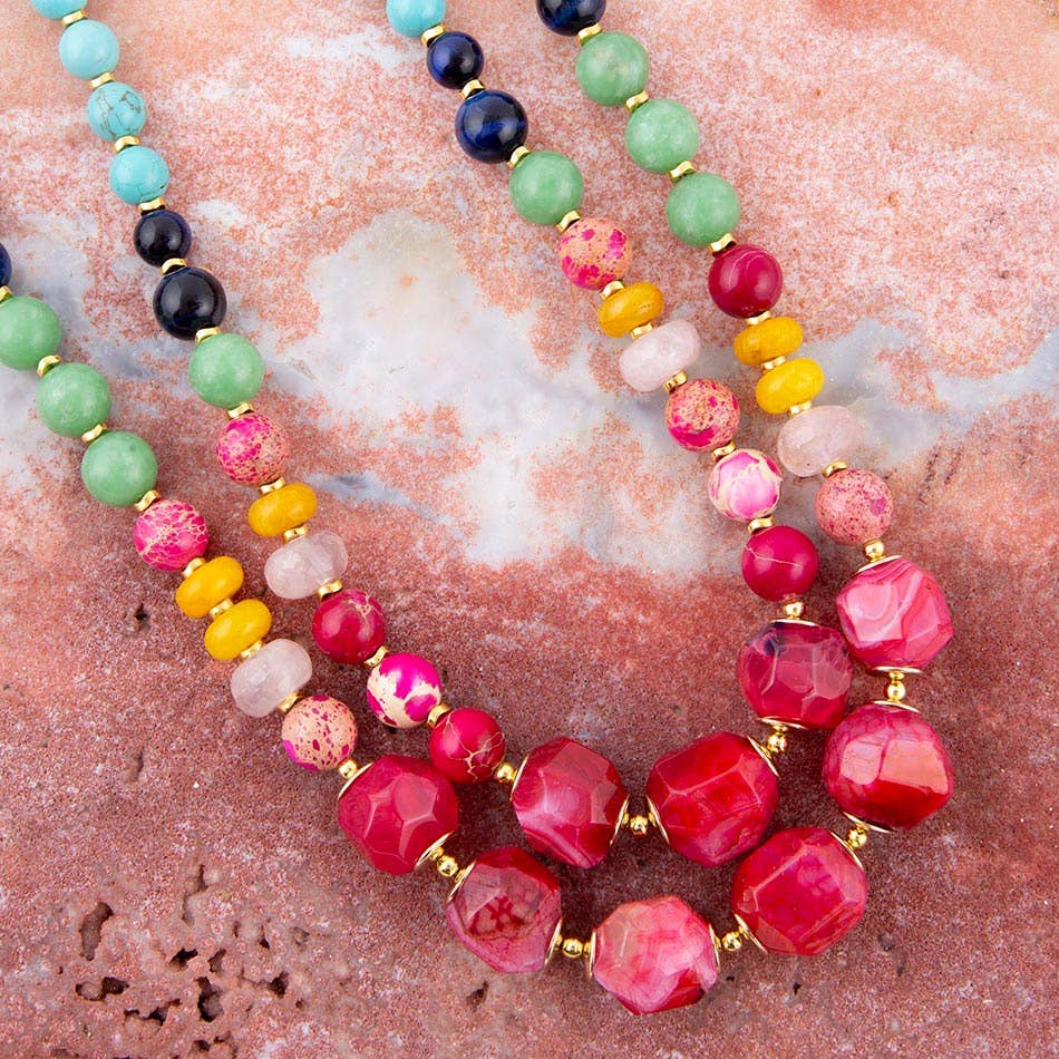 Serape Multi Stone Statement Necklace
