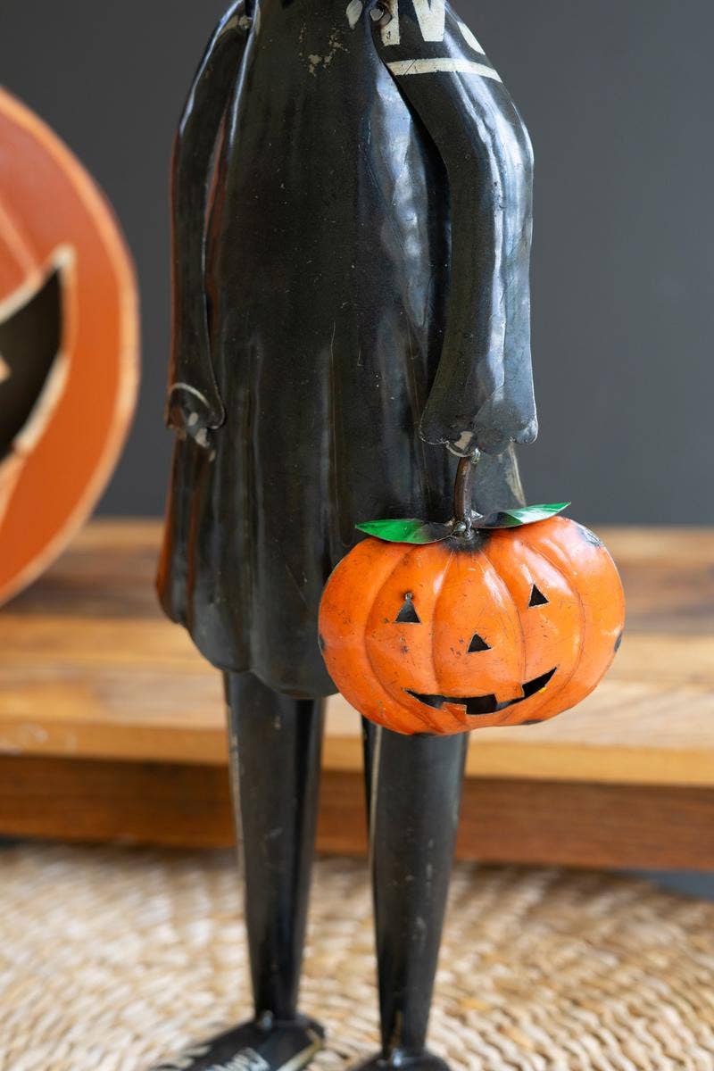 RECYCLED BLACK HALLOWEEN CAT & PUMPKIN