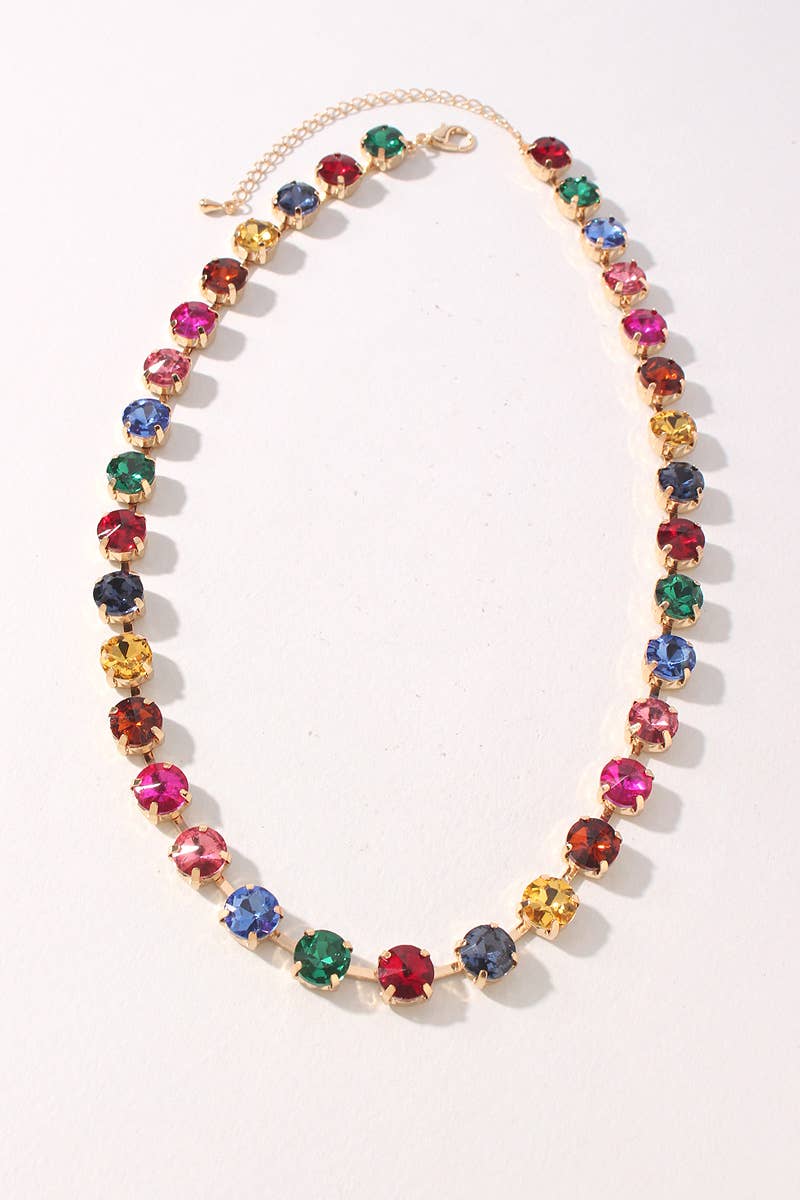 Rainbow Crystal Tennis Necklace