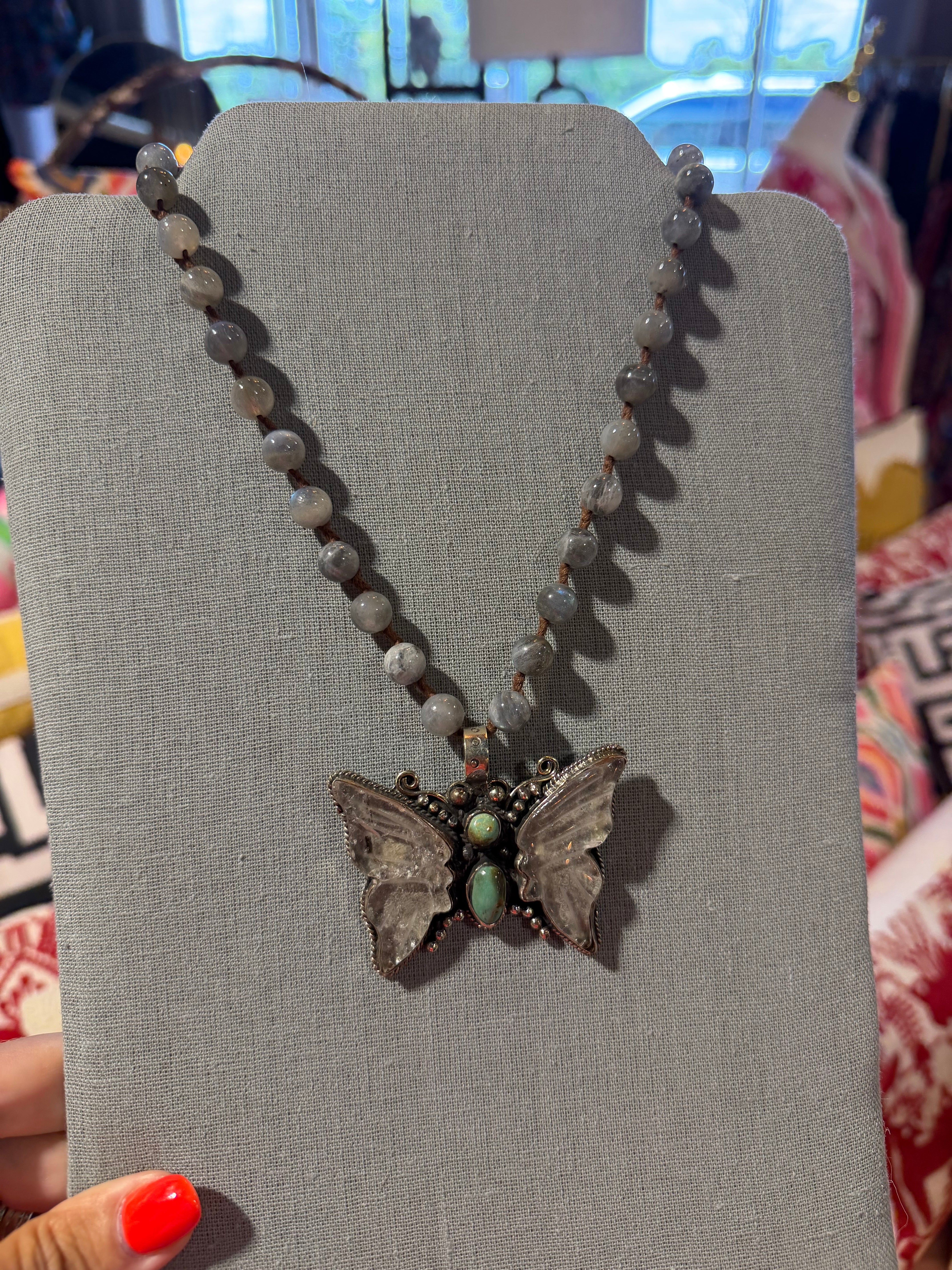Moonstone Butterfly Necklace