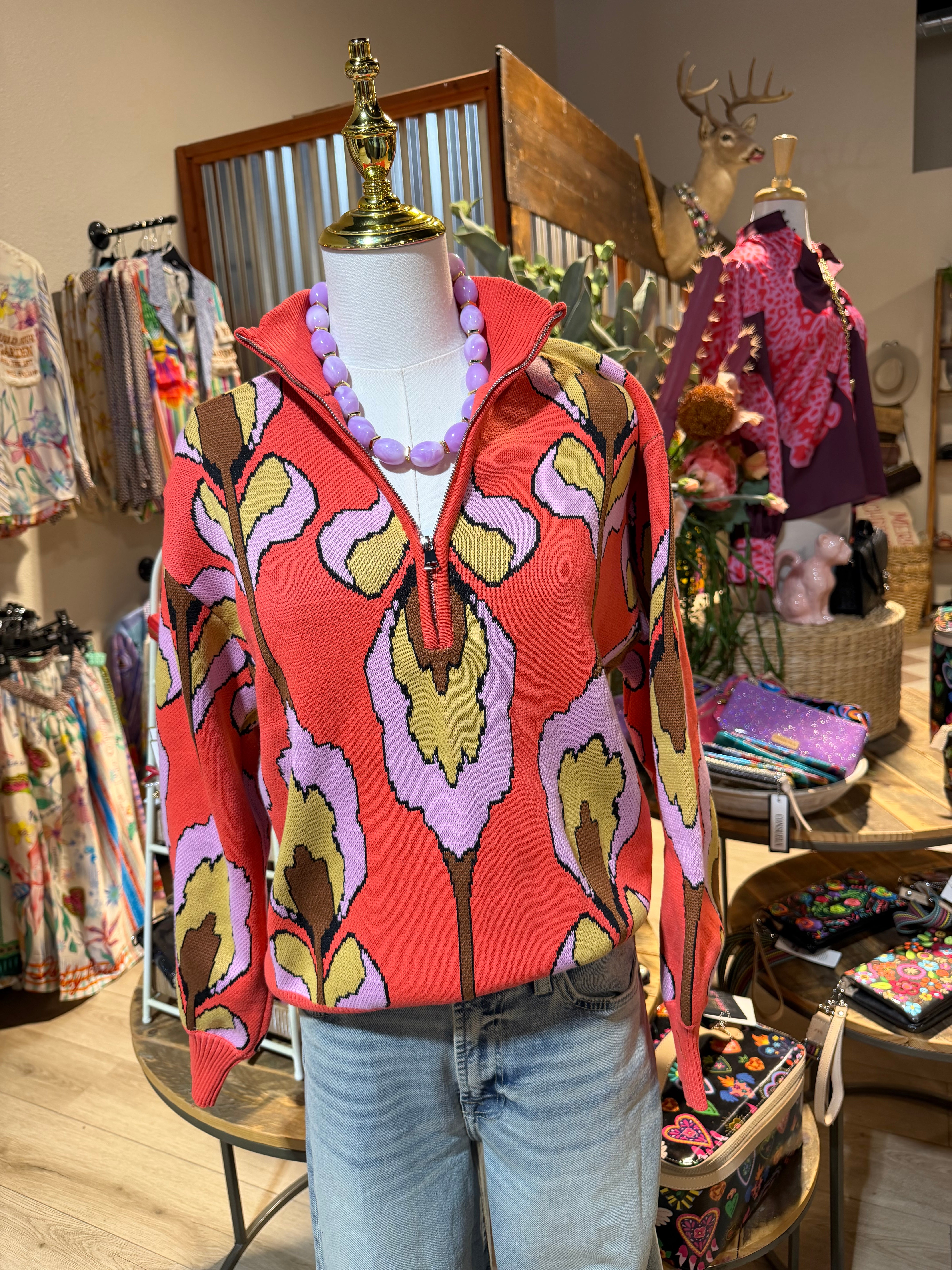 Floral Printed Sweater Top