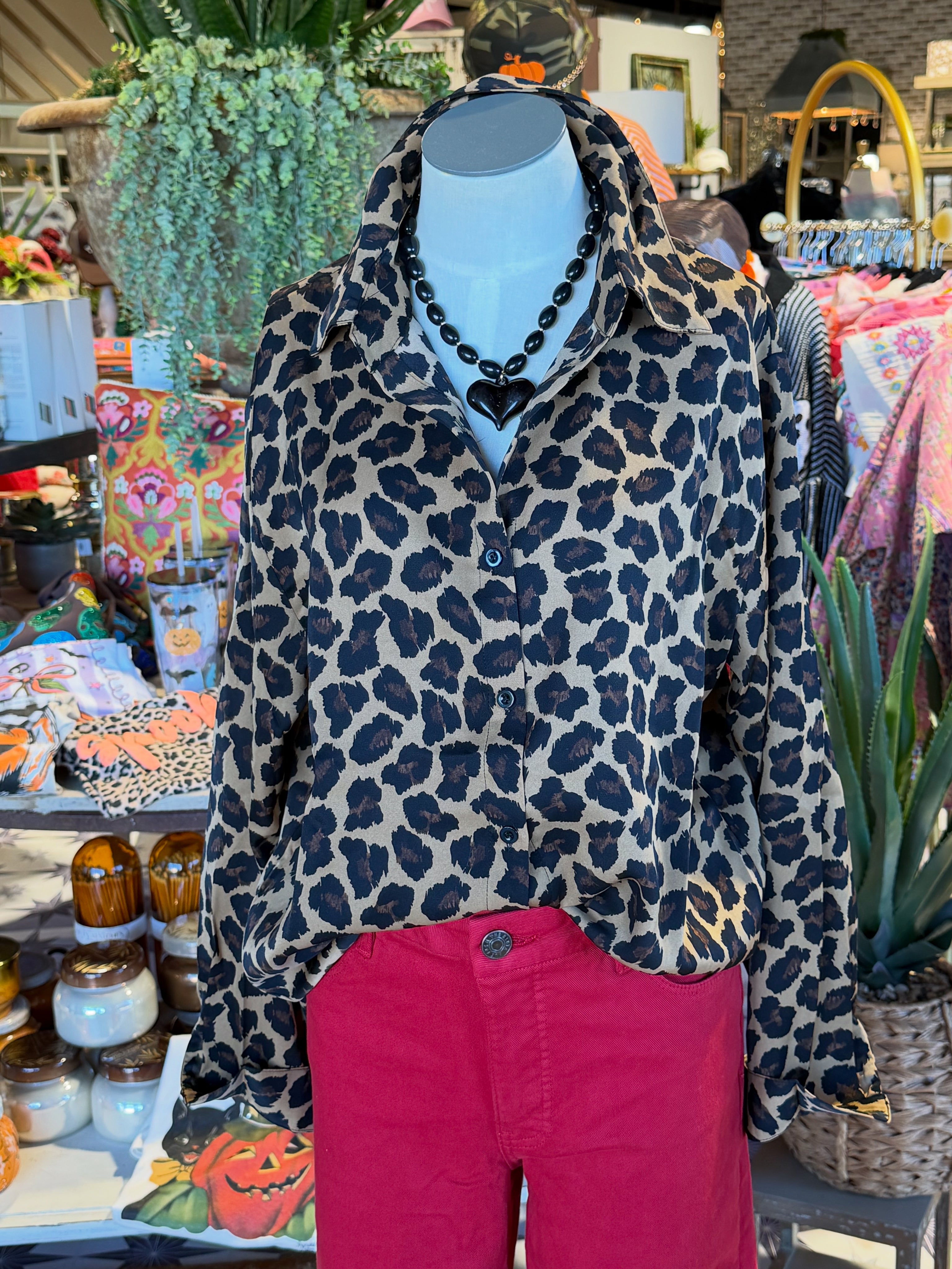 Leopard Button Down