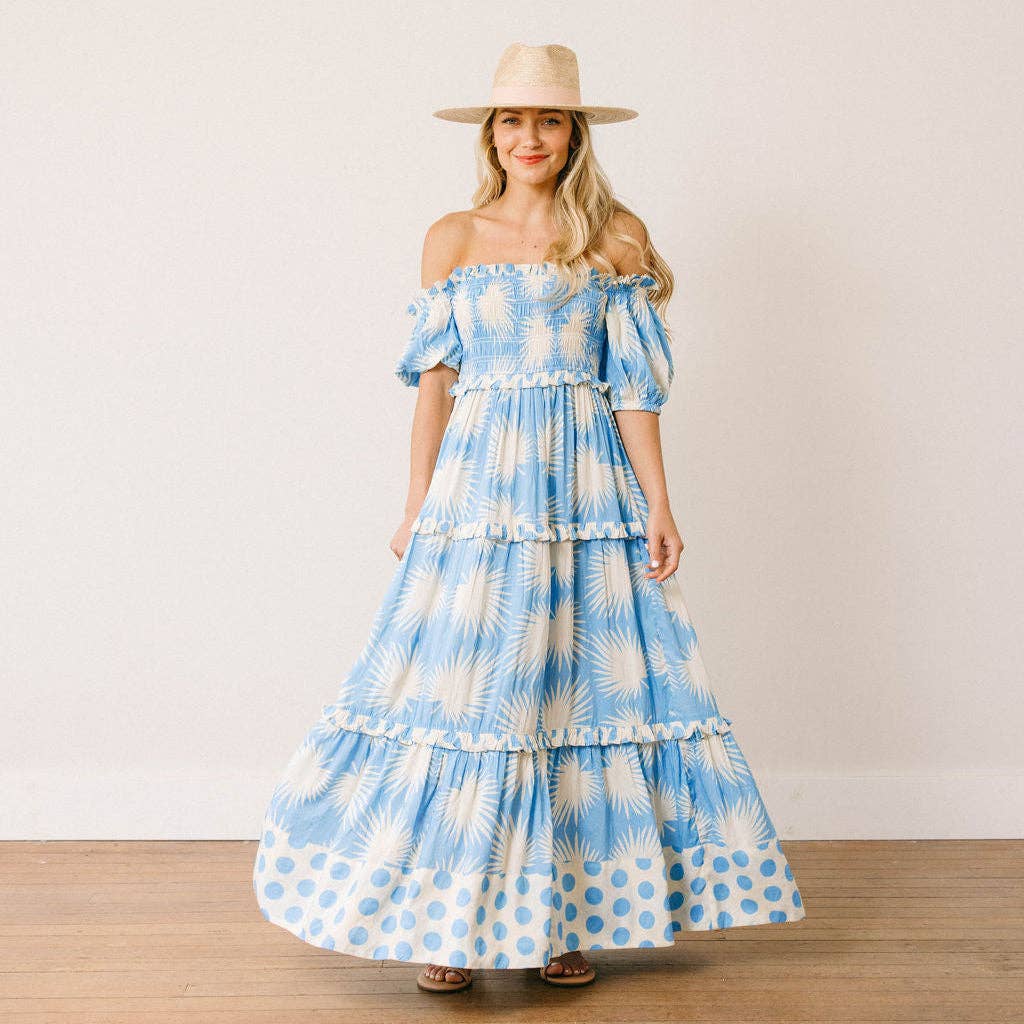Blue Palm Geo Mara Dress