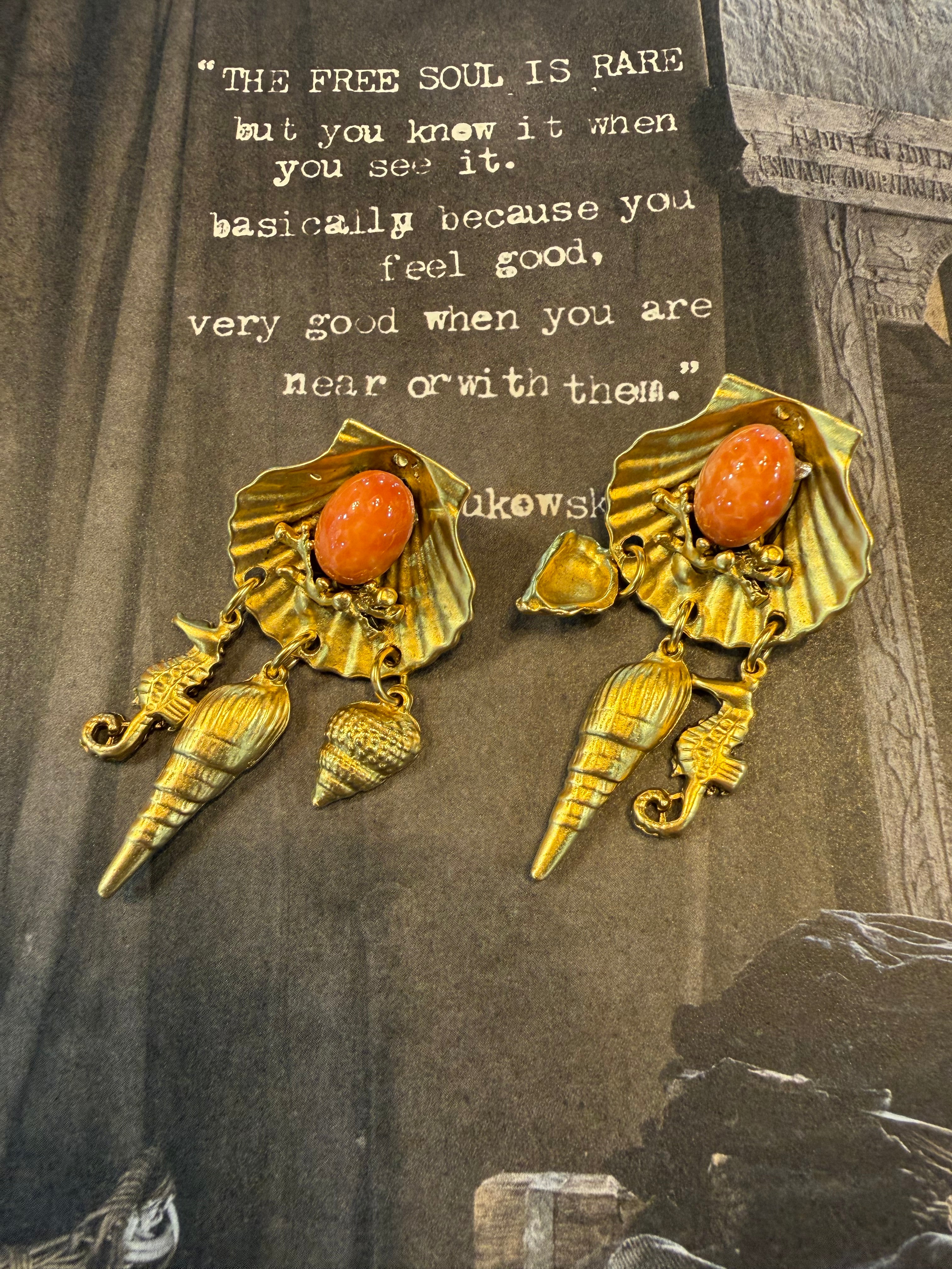 Coral Seashell Earrings