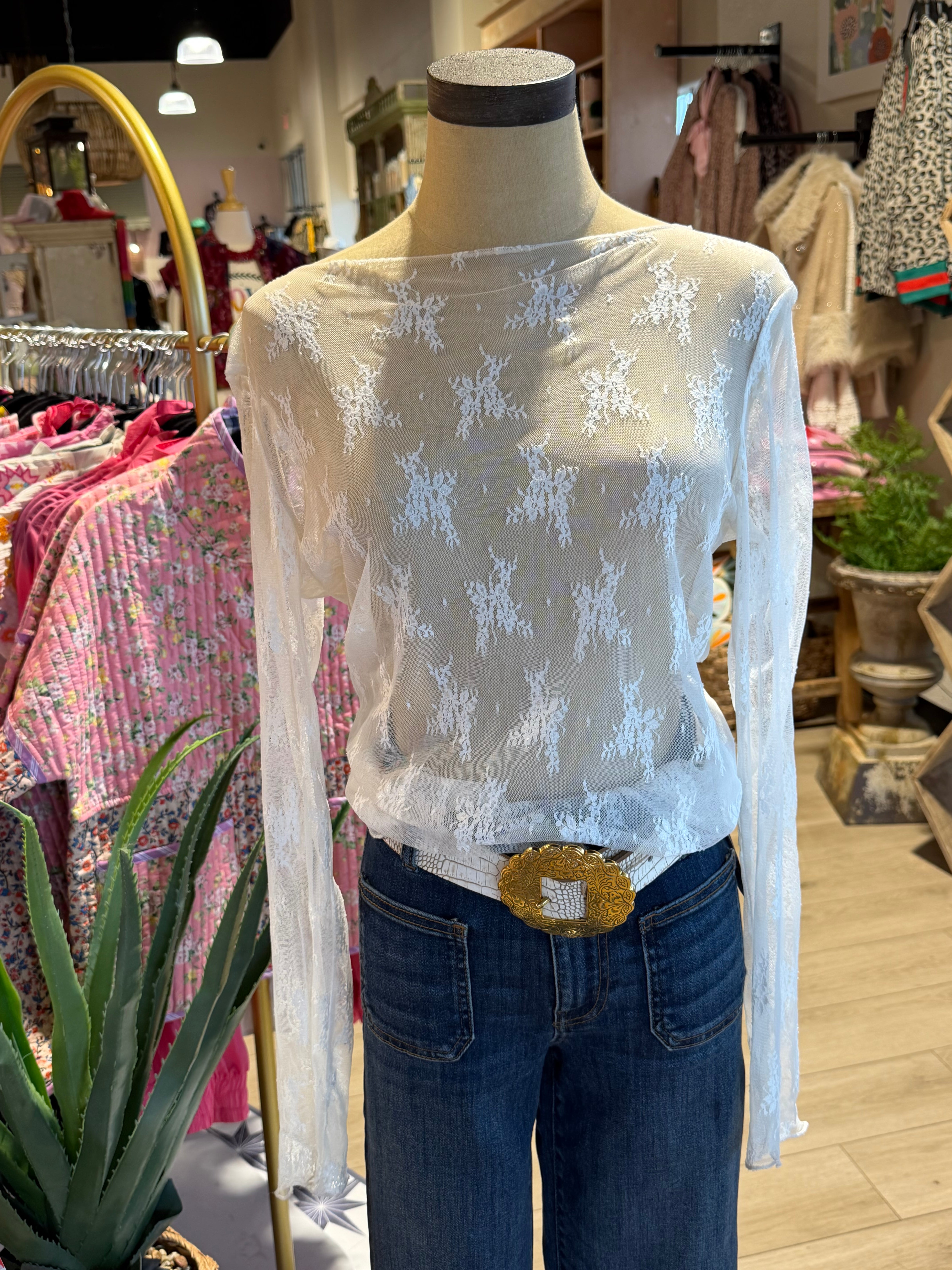 Off White Lace L/S Tee