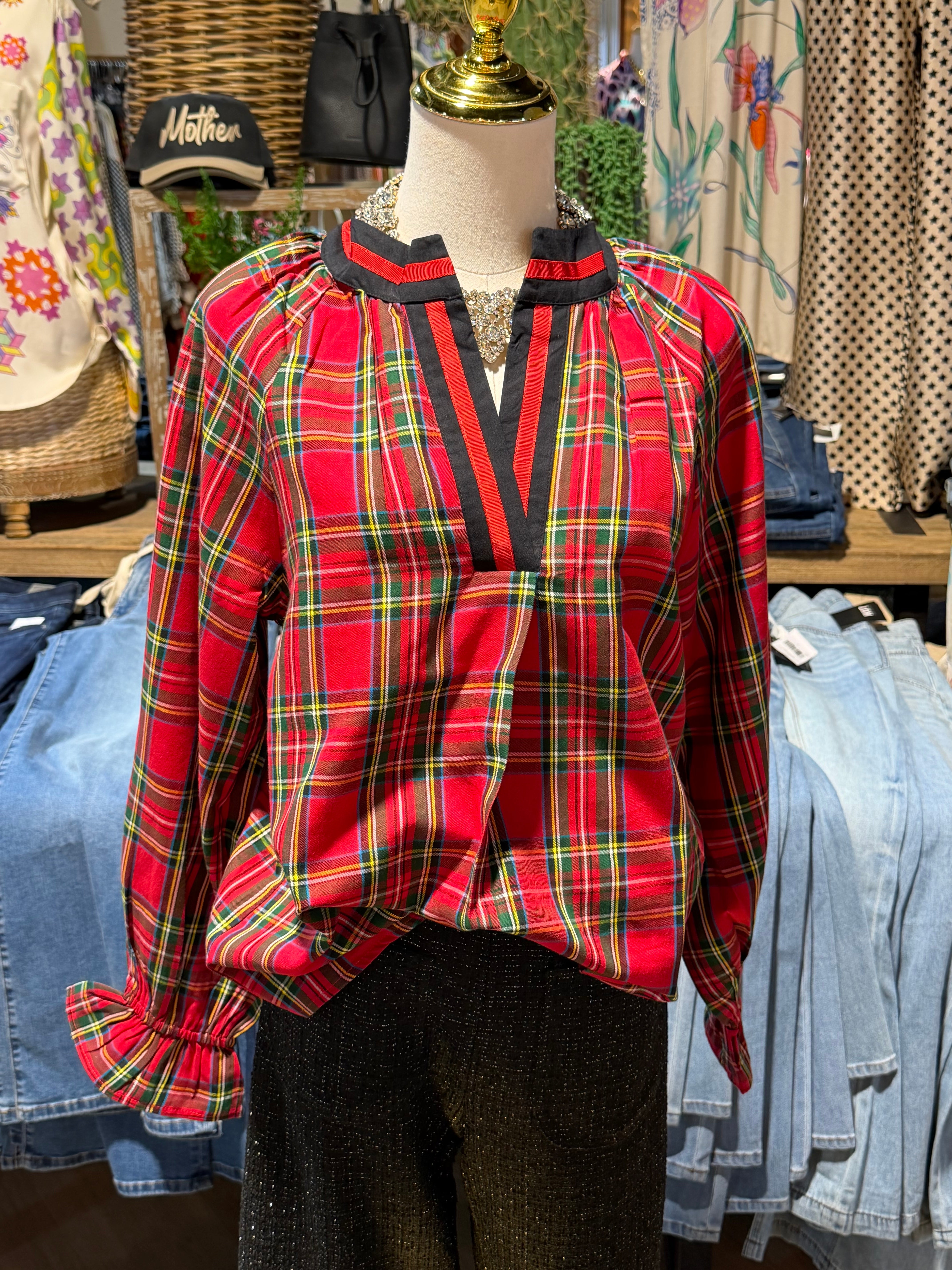 Tartan Plaid Pullover Top