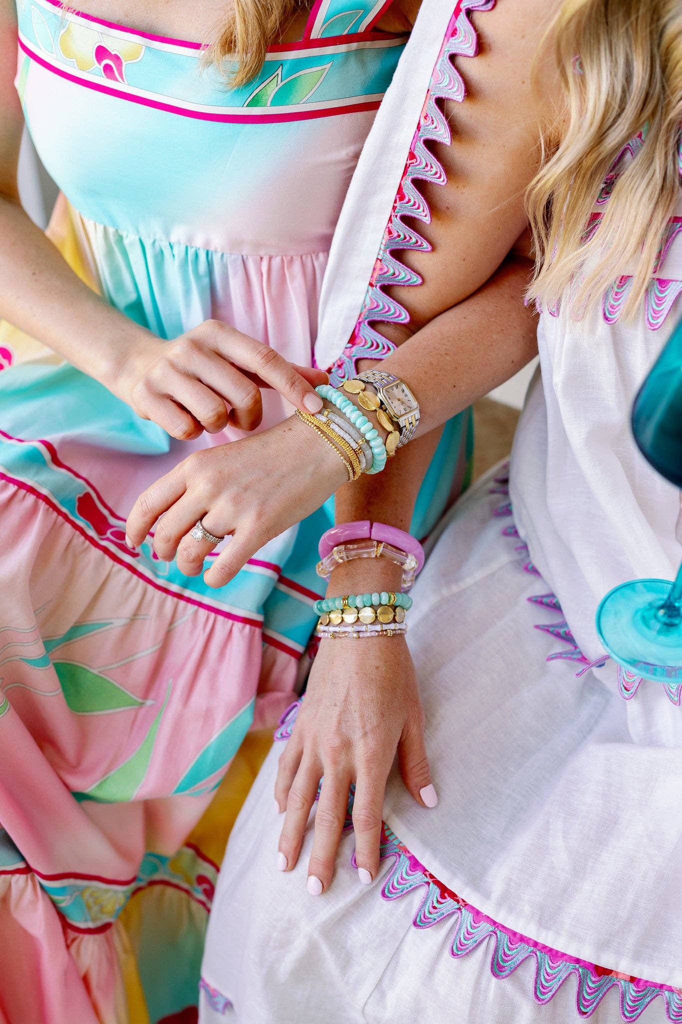 Clear Bamboo Bracelet with Turquoise Accents