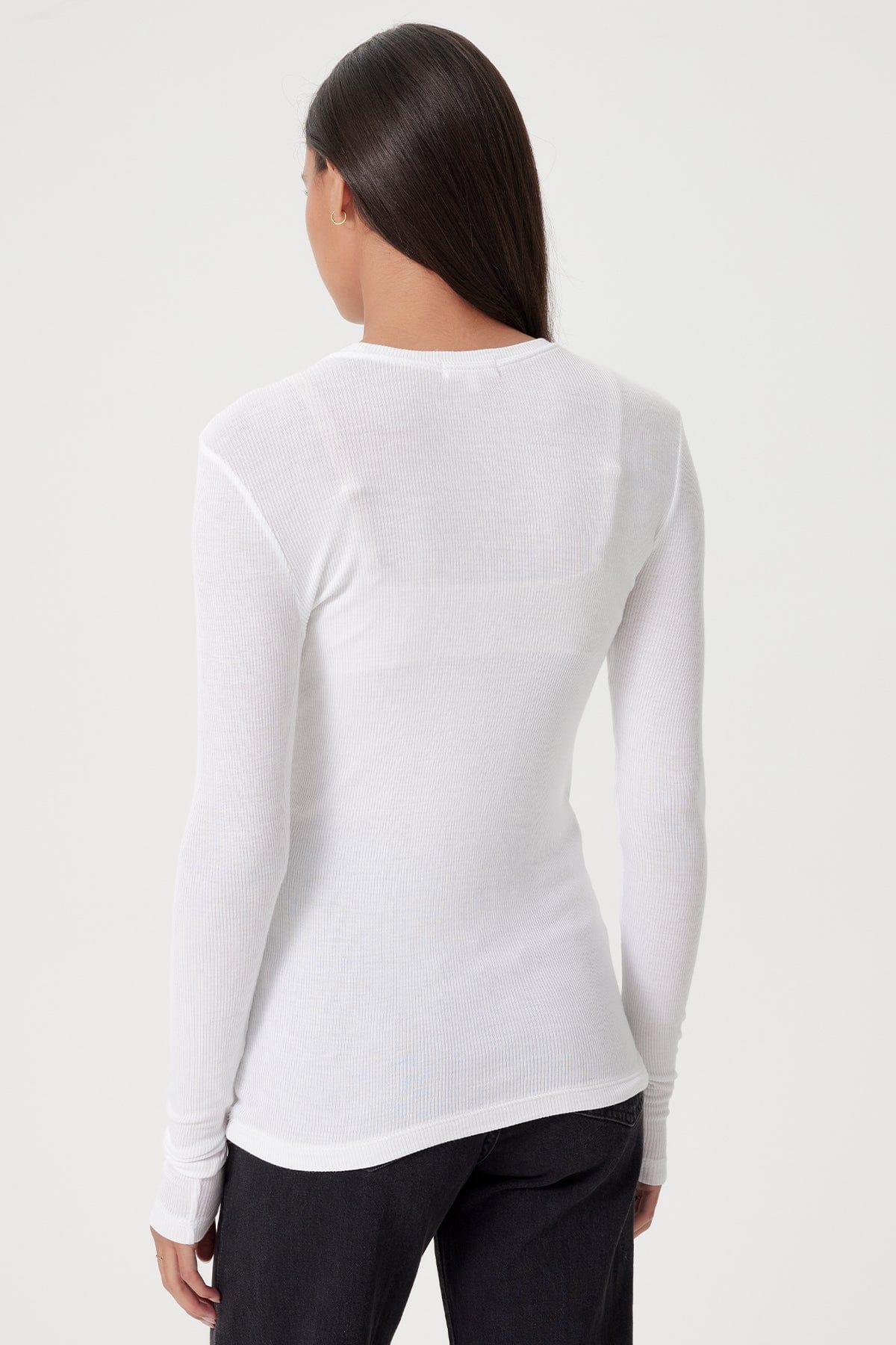 White Ribbed L/S Top