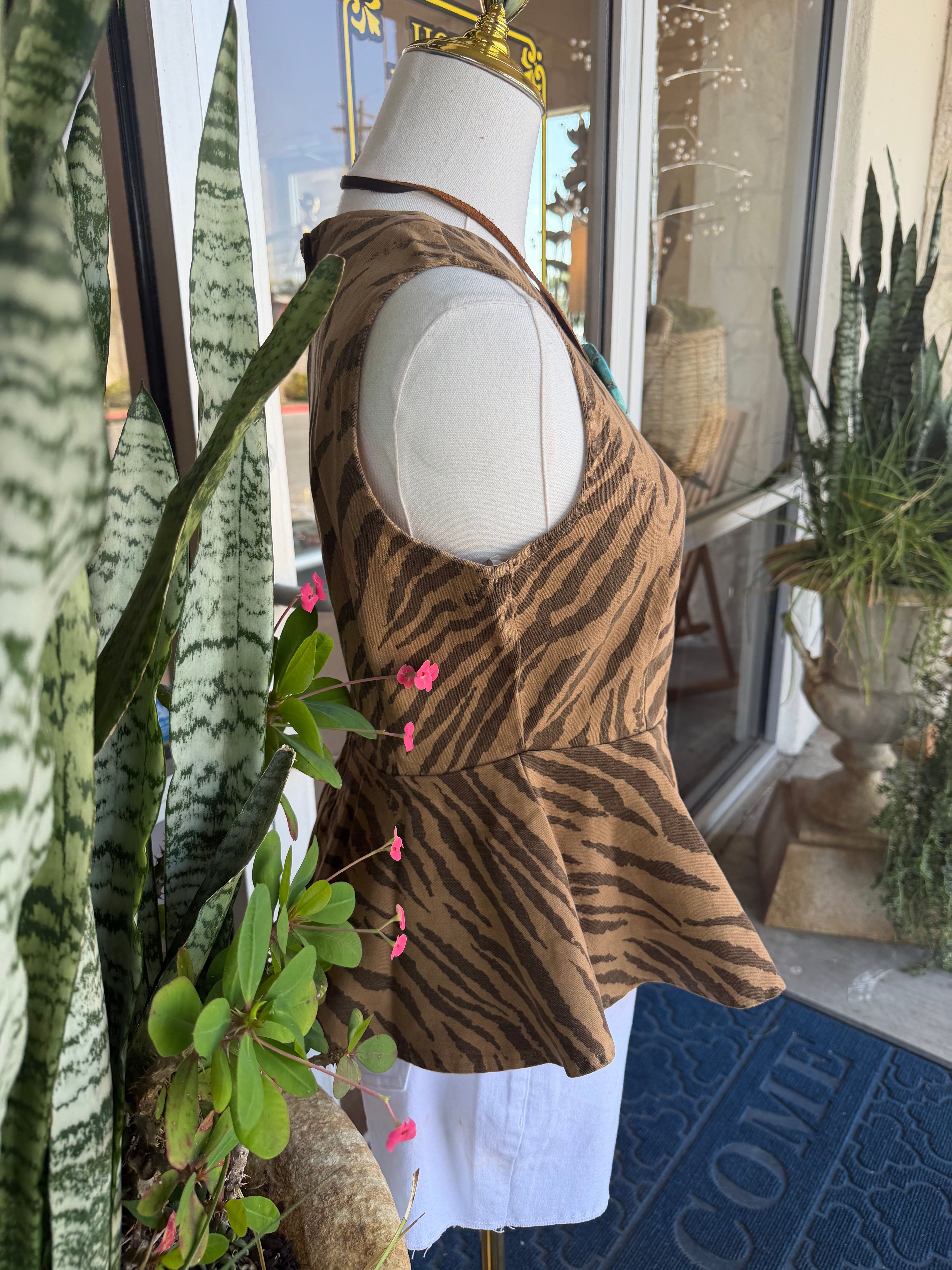 Tiger Peplum Top