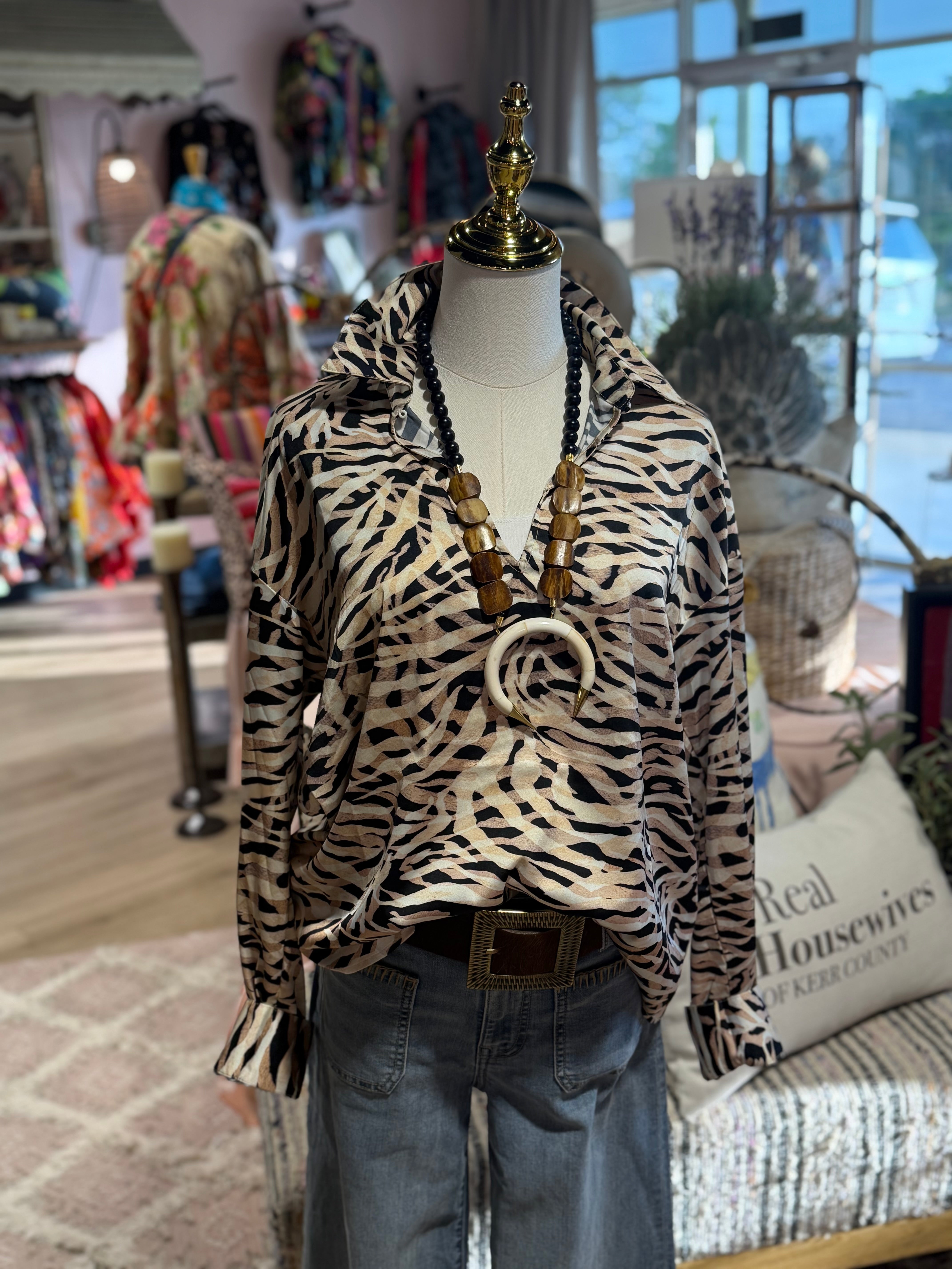 Anna Zebra Print Top