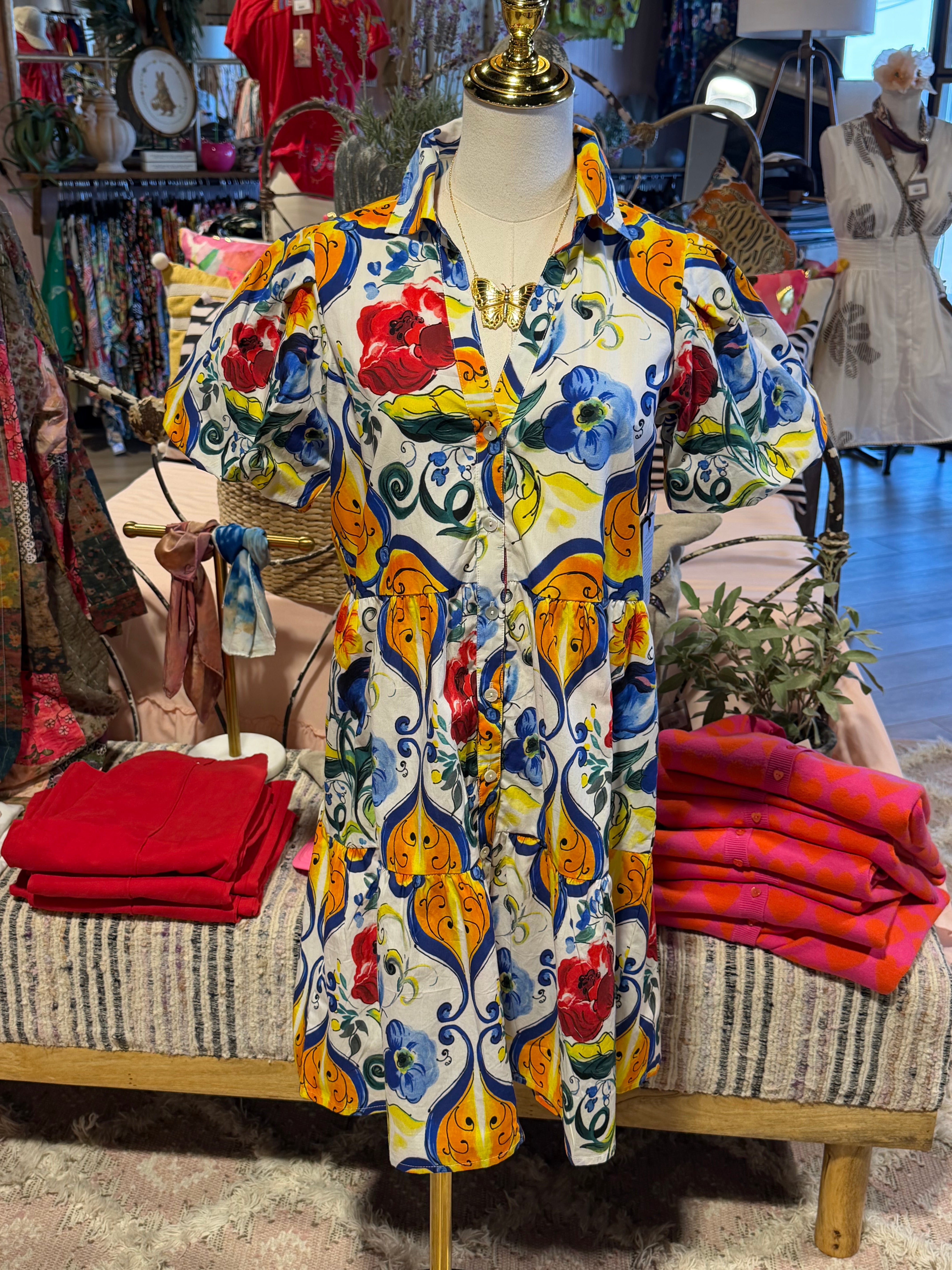 Flounce Shirt Dress