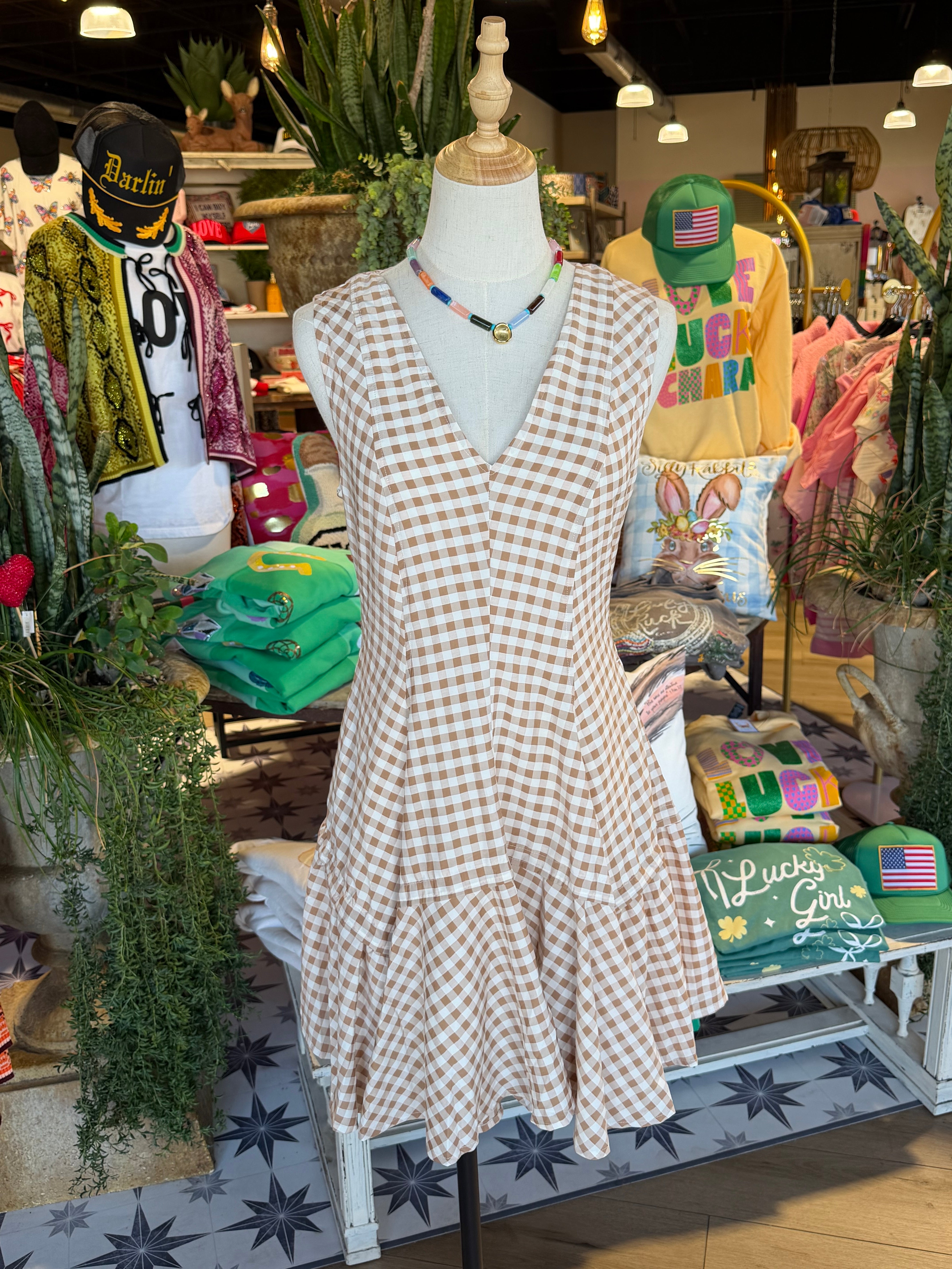 Gingham Flare Dress