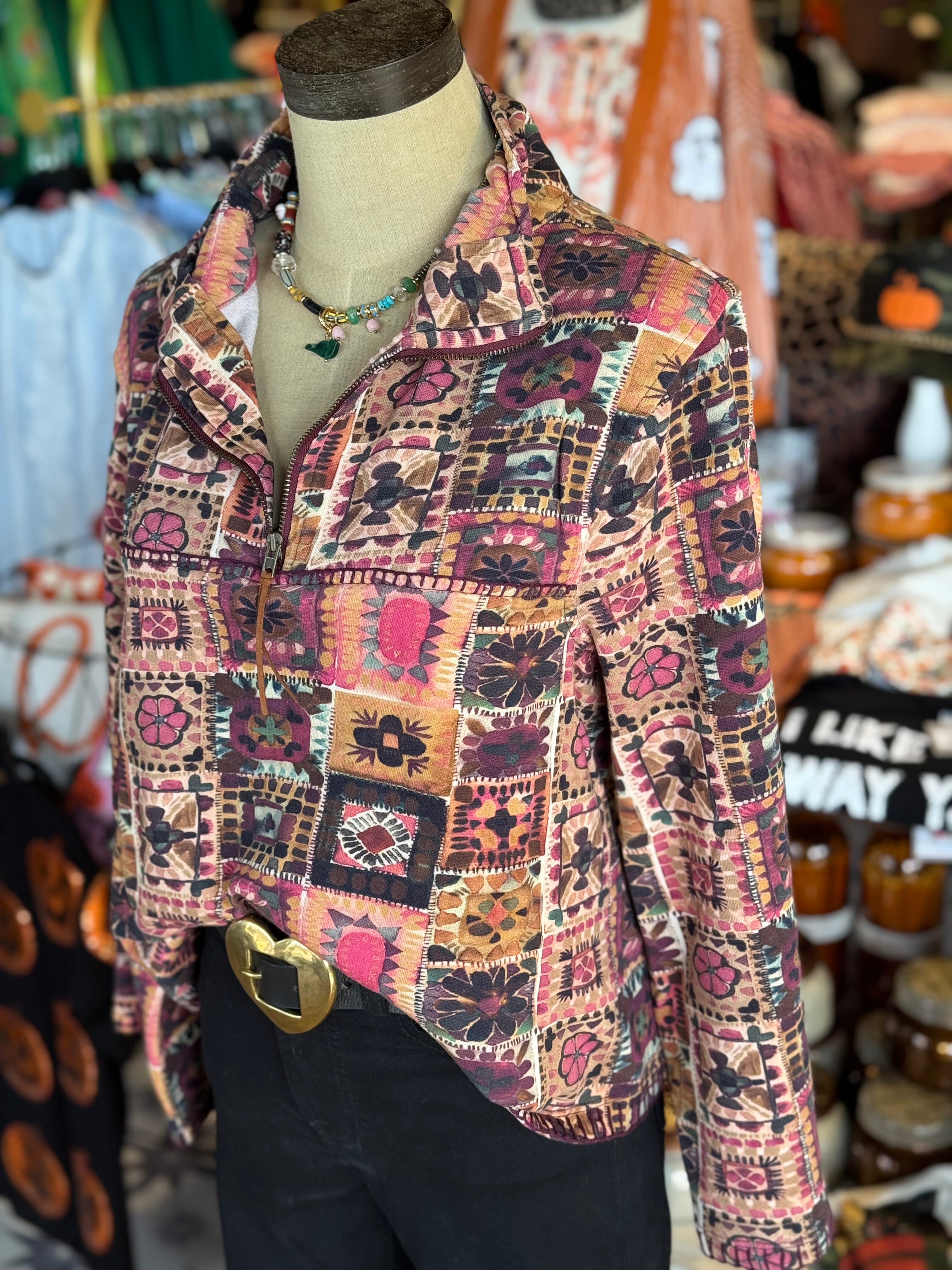 Zip Front Terry Pullover