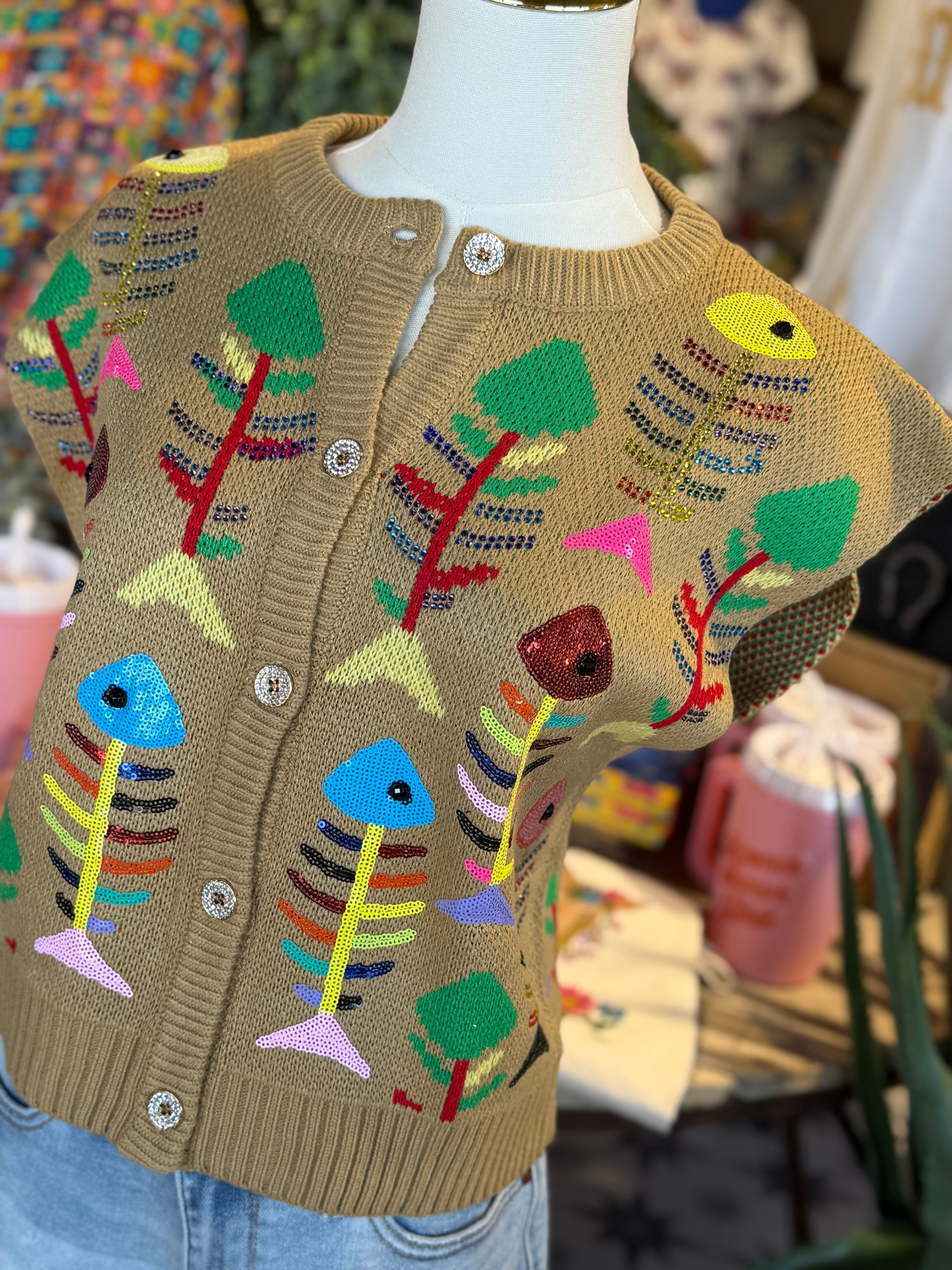 Fish Bones Sweater Top-SALE