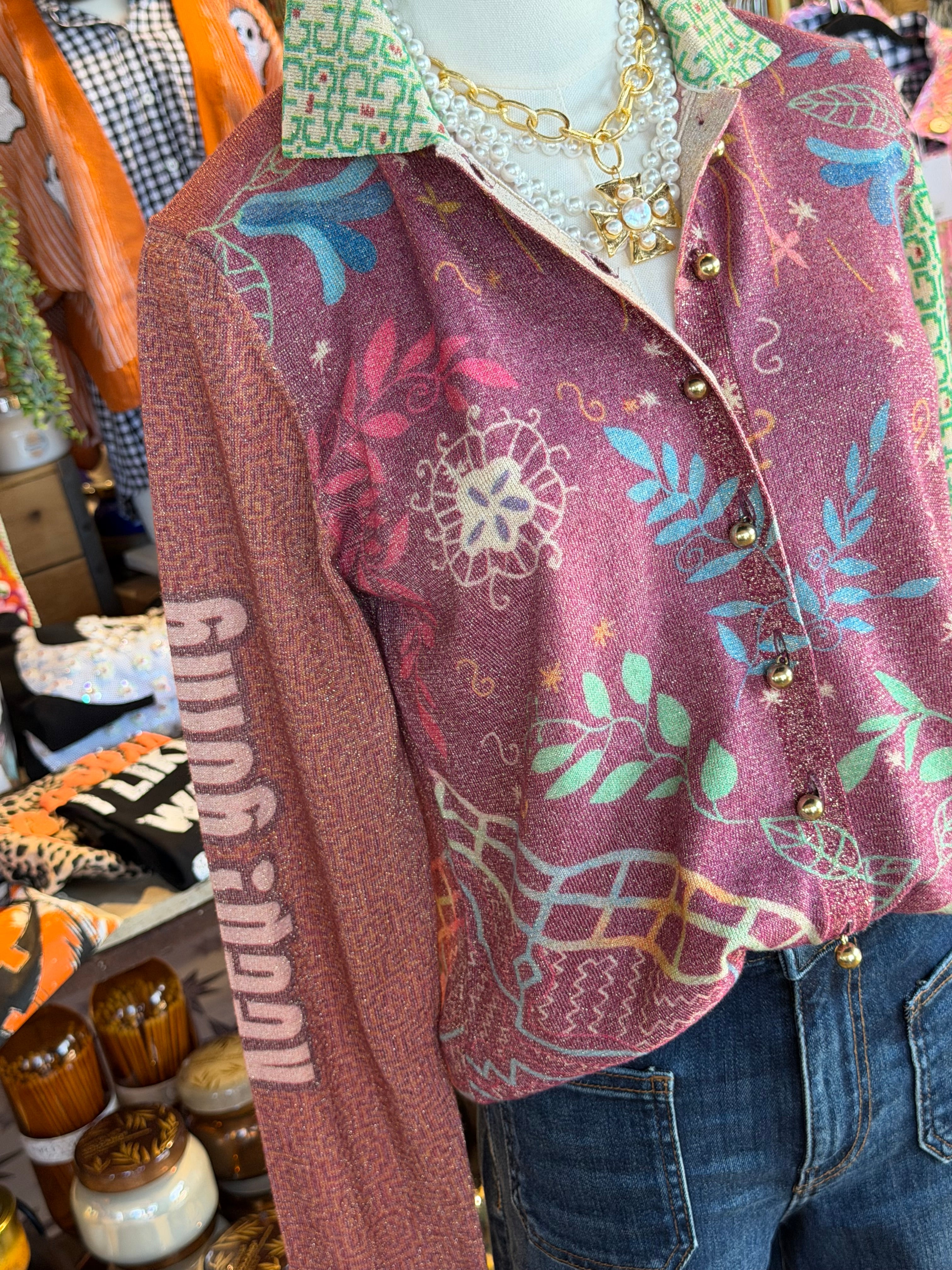 Shipbo Knit Gold Button Top