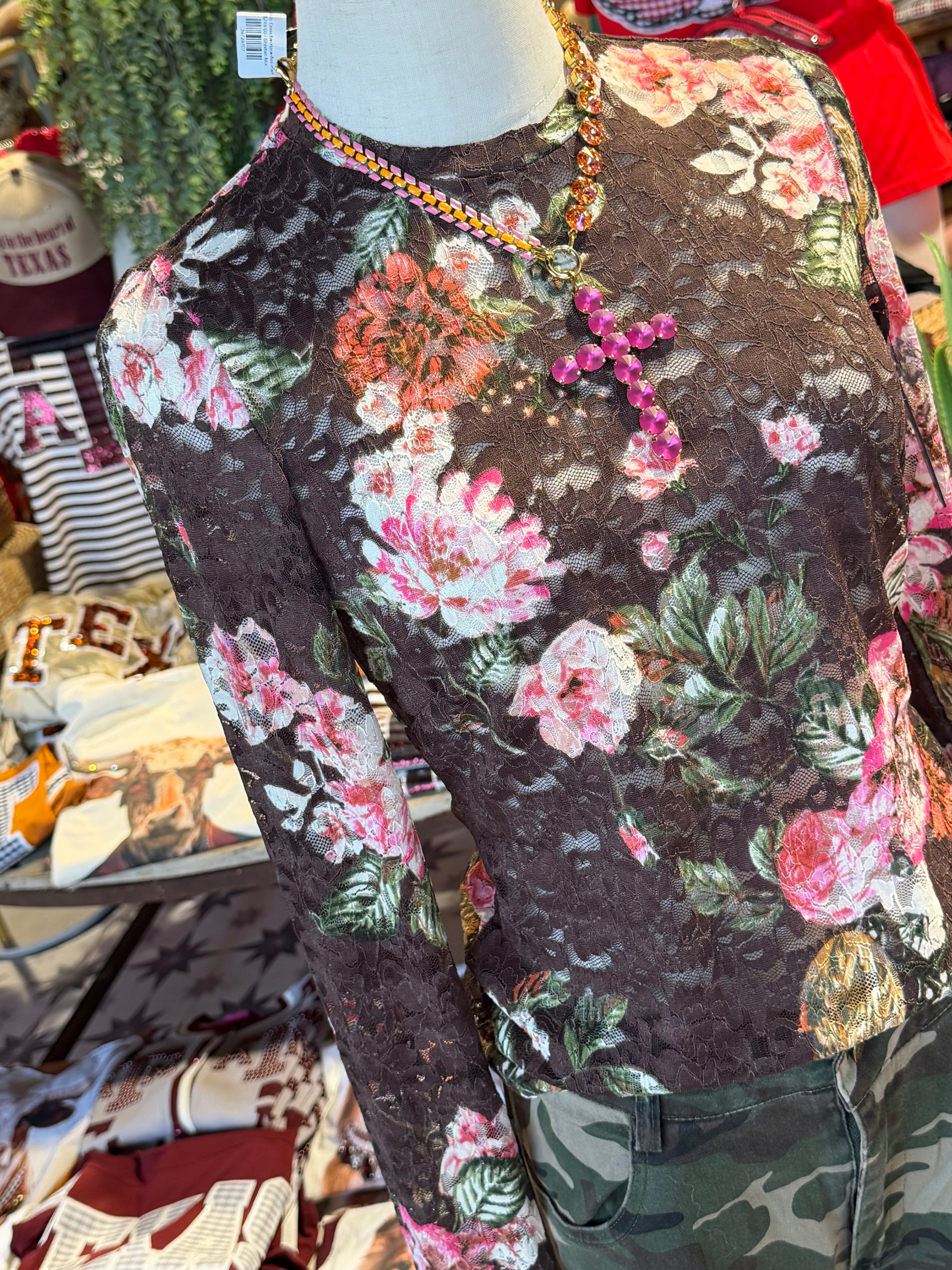 Kaylee Lace Top - Chocolate Rose