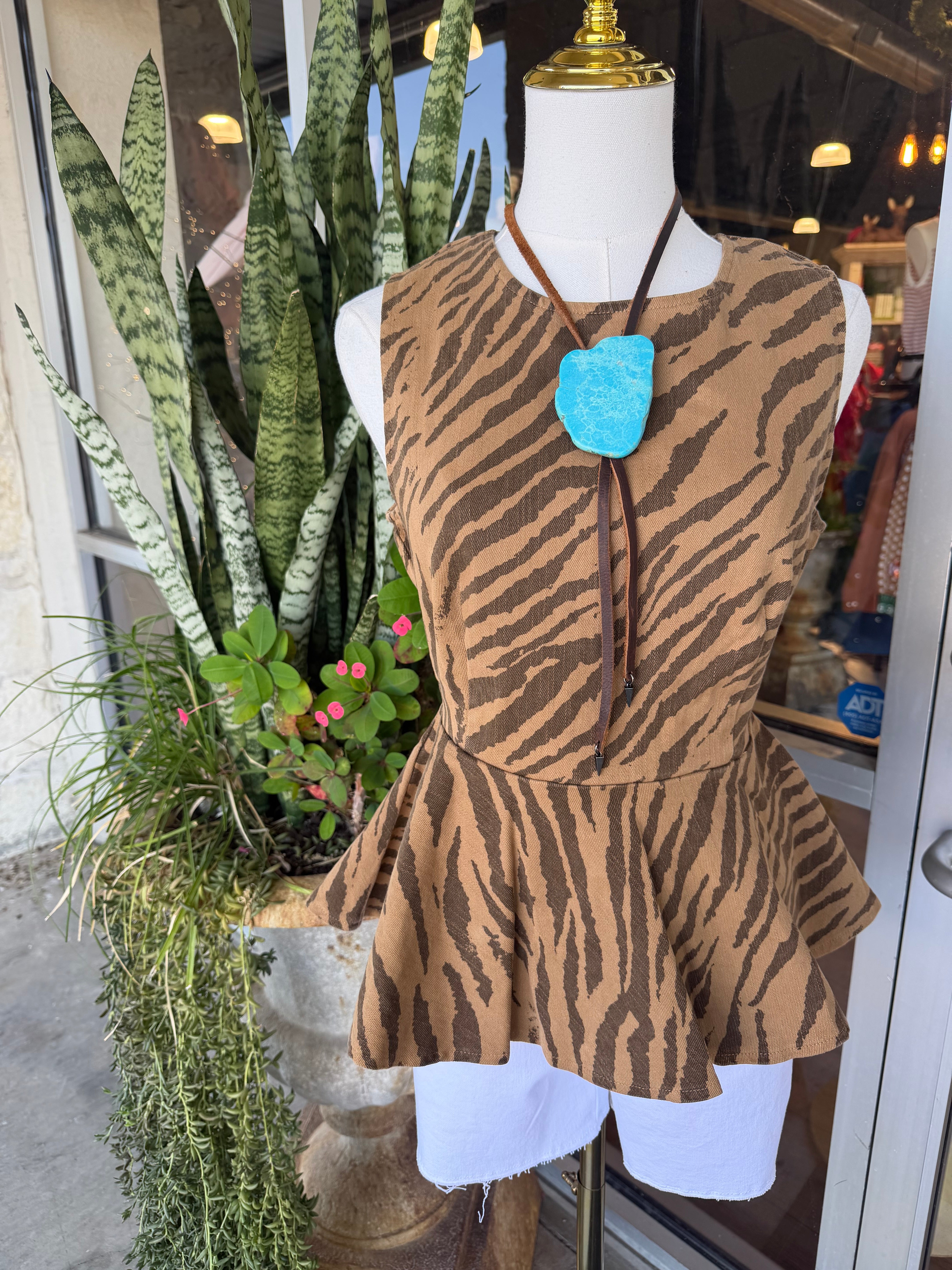 Tiger Peplum Top