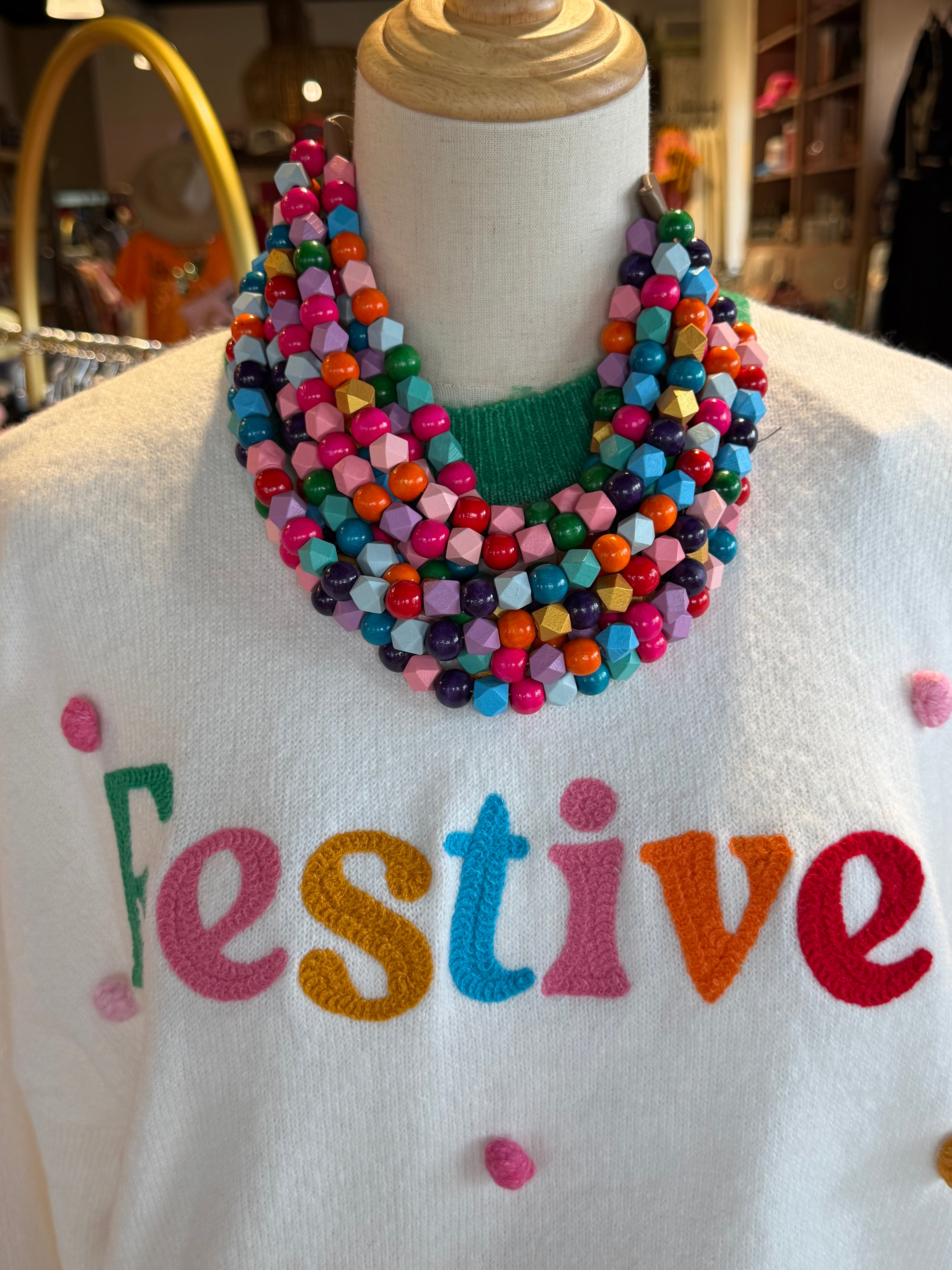 FESTIVE POM POM SWEATER