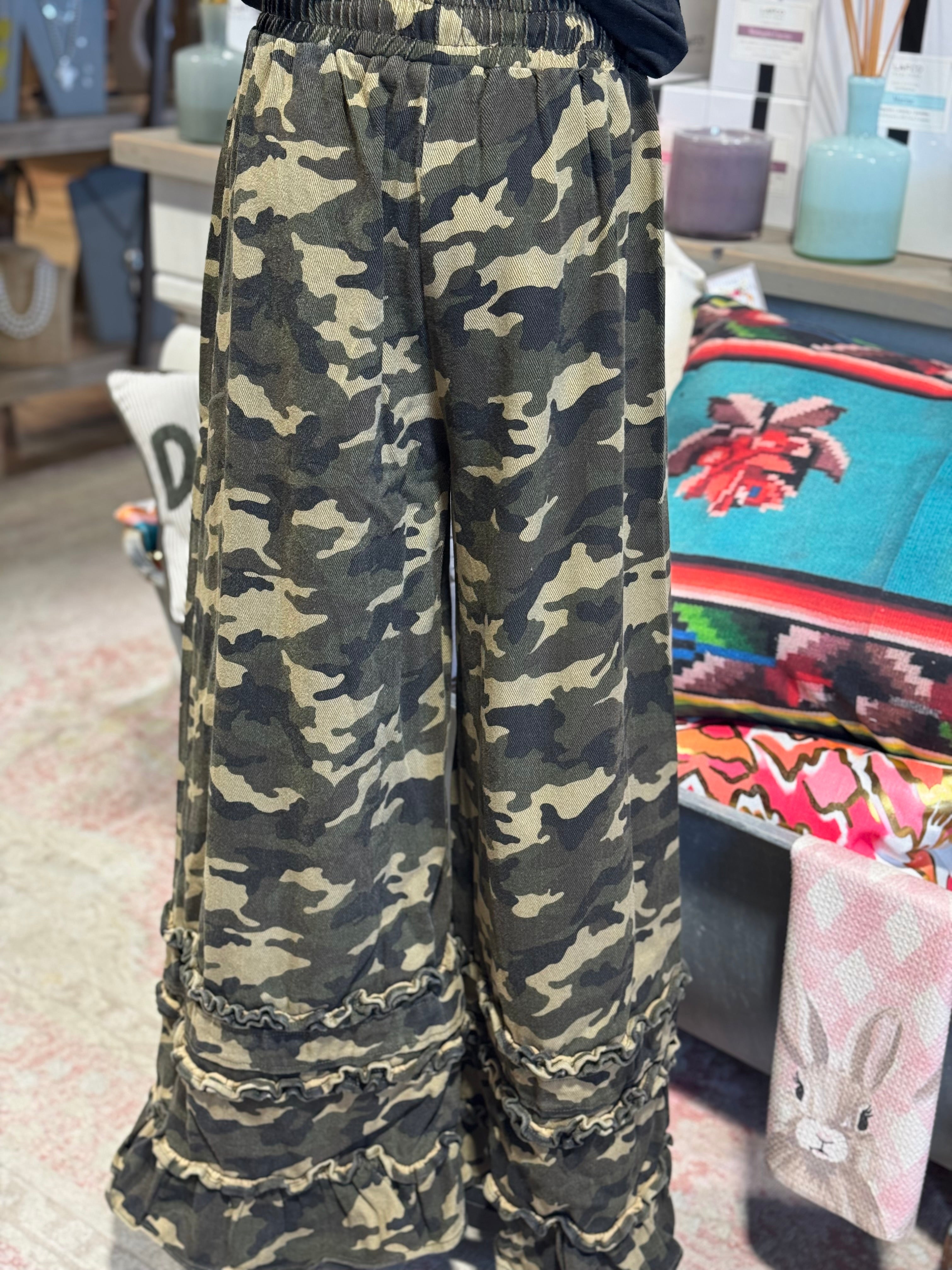 Camo Double Ruffle Jeans