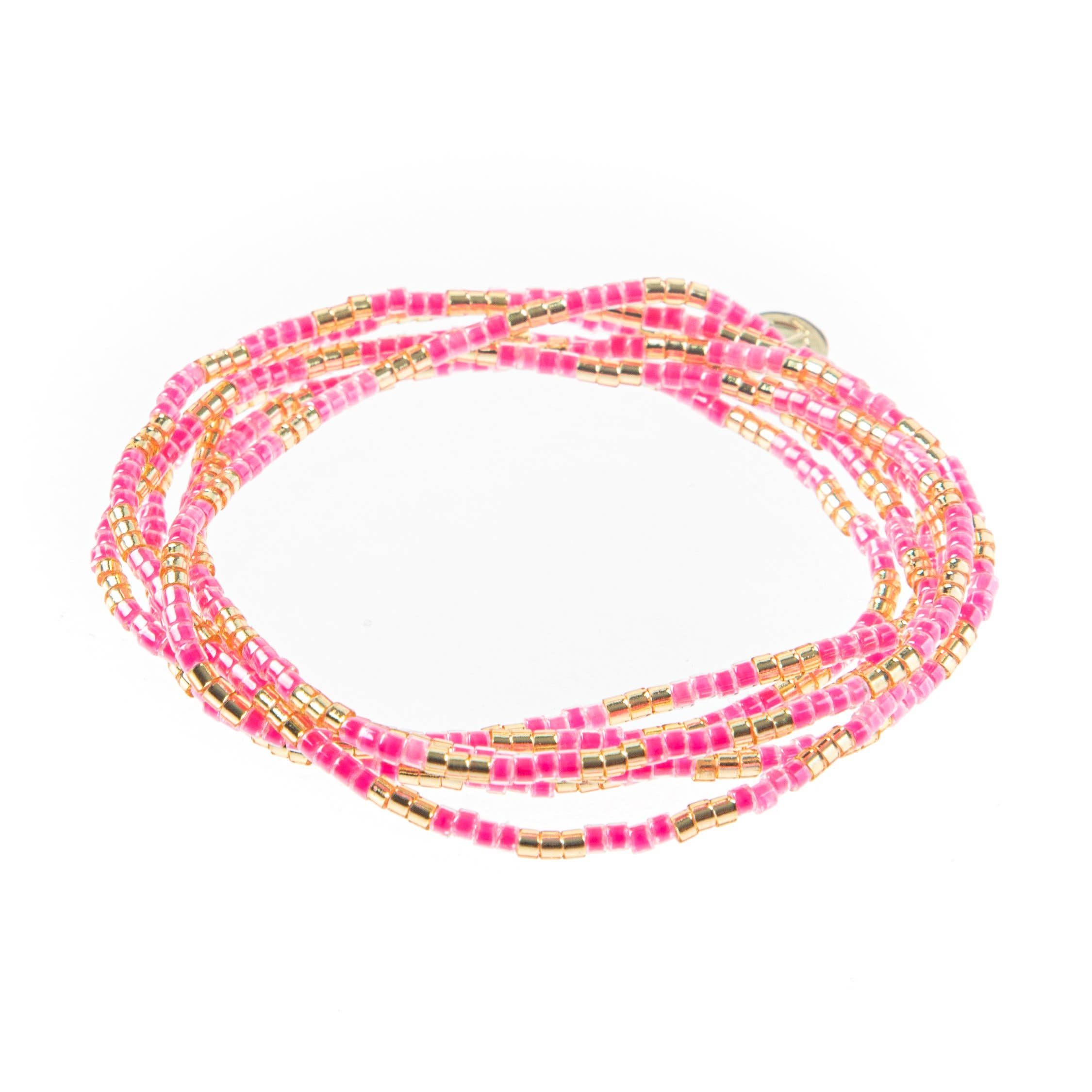 Malibu Wrap Bracelet/Necklace - Pink/Gold
