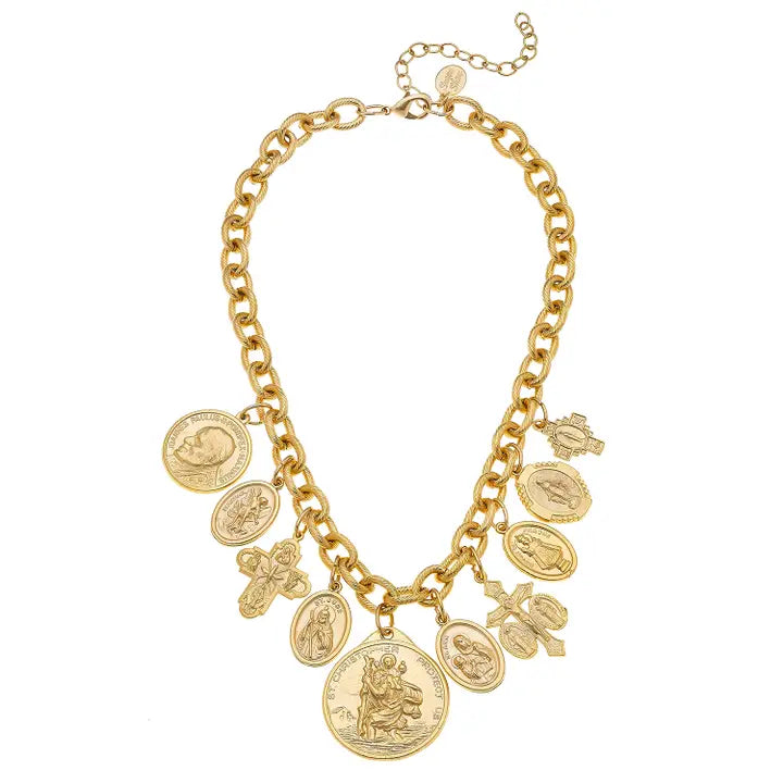 Gold Saints Charm Necklace
