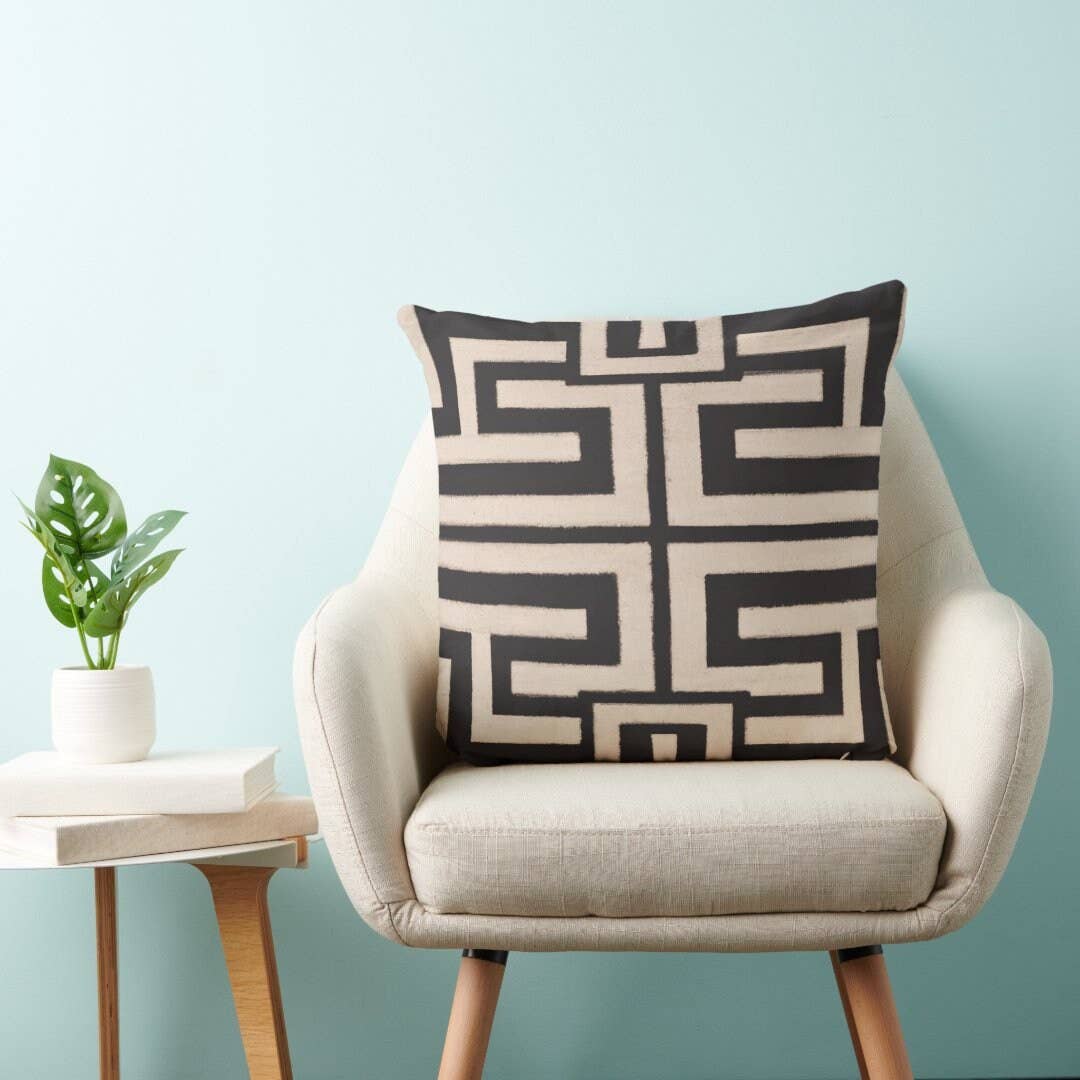Decorative Abstract Modern Art Geometric Throw Pillow Brown