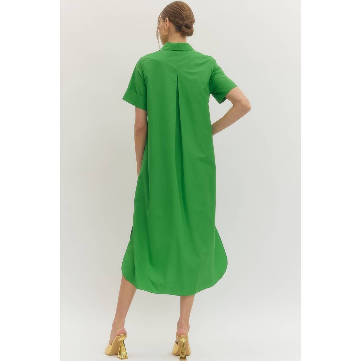 Solid short sleeve midi dress- 2 Colors