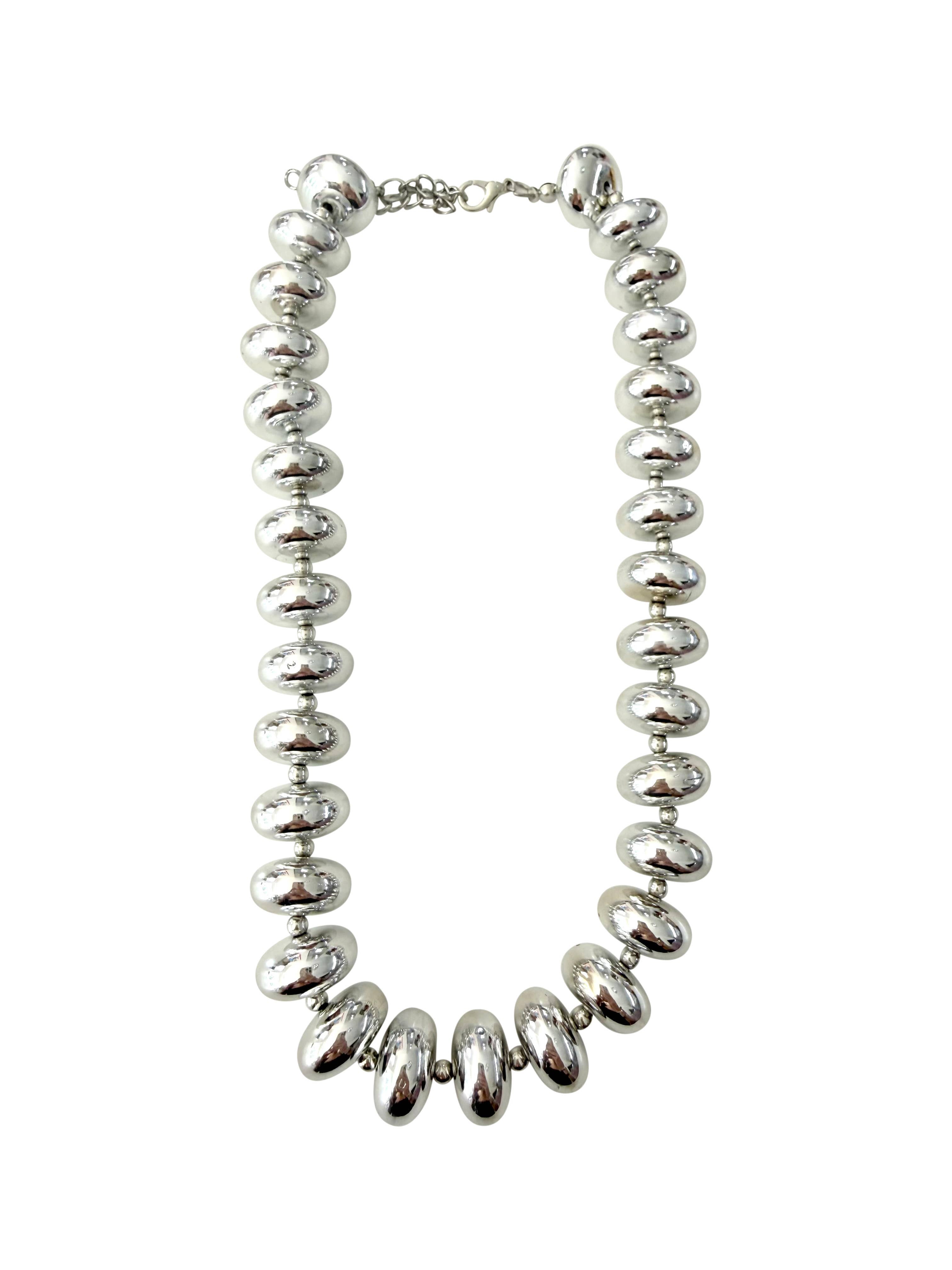 Barlowe Chunky Beaded Necklace- Silver