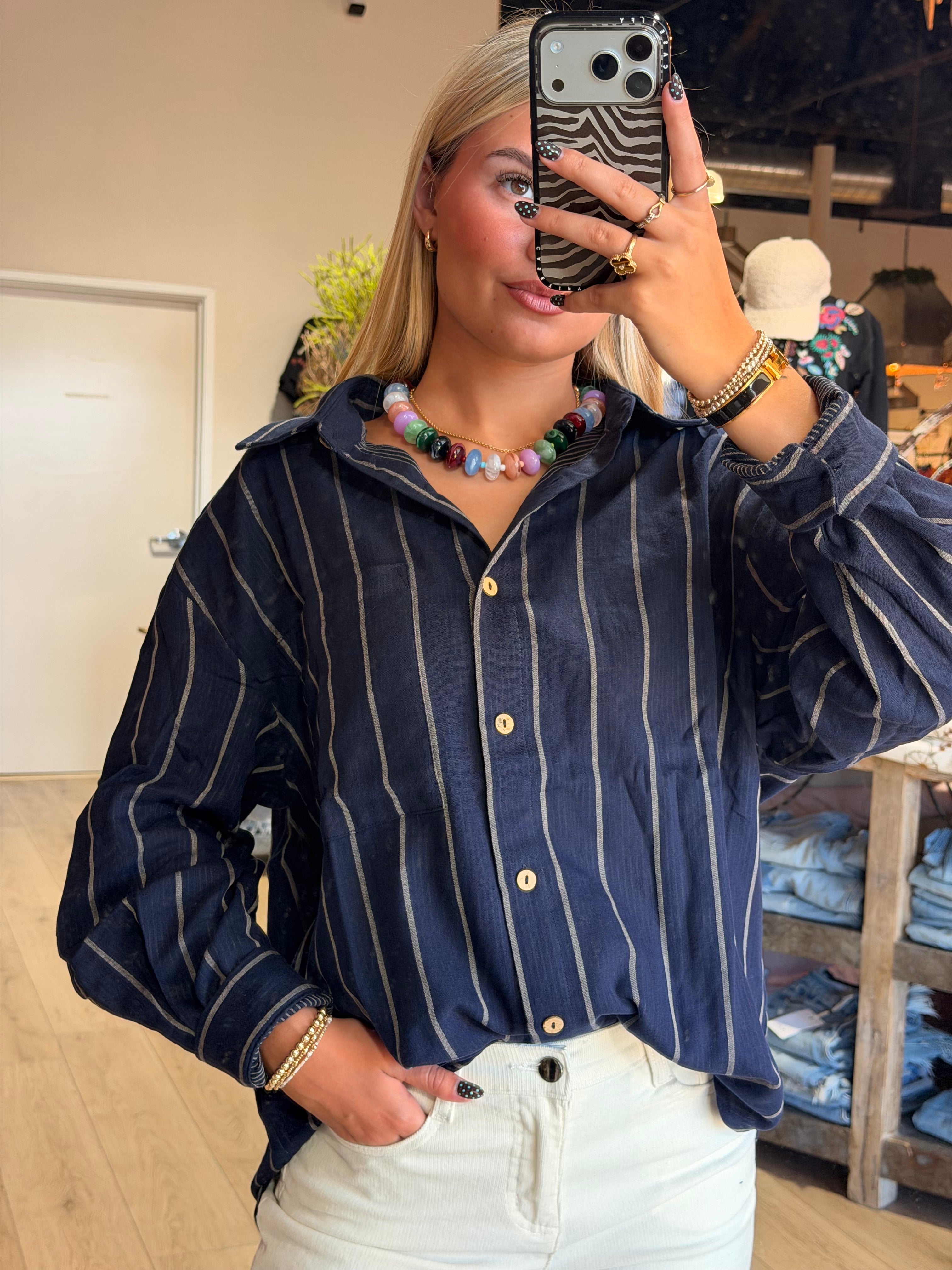 Oversized Striped Button Down Shirt