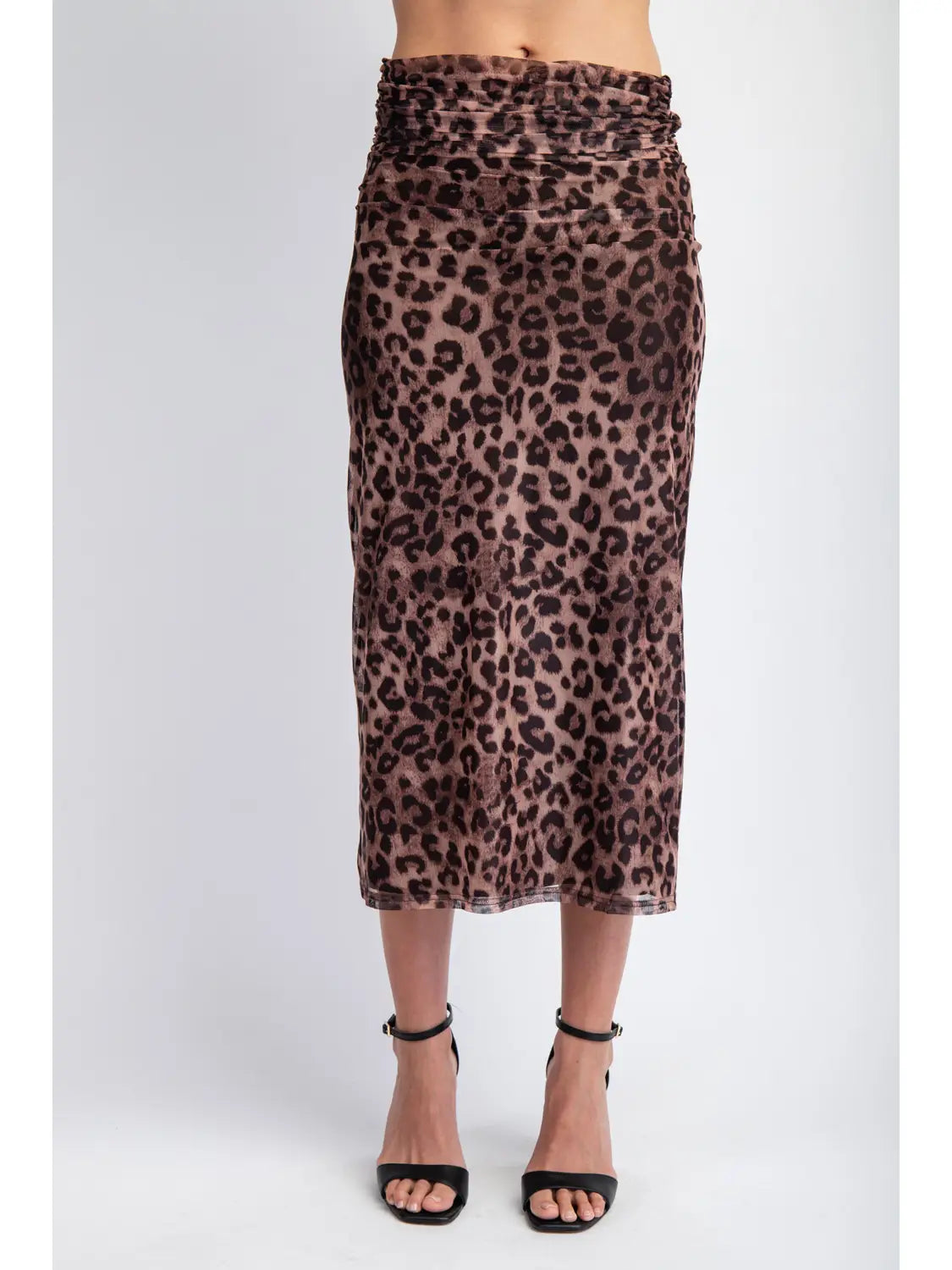 MIDI Mesh Leopard Skirt