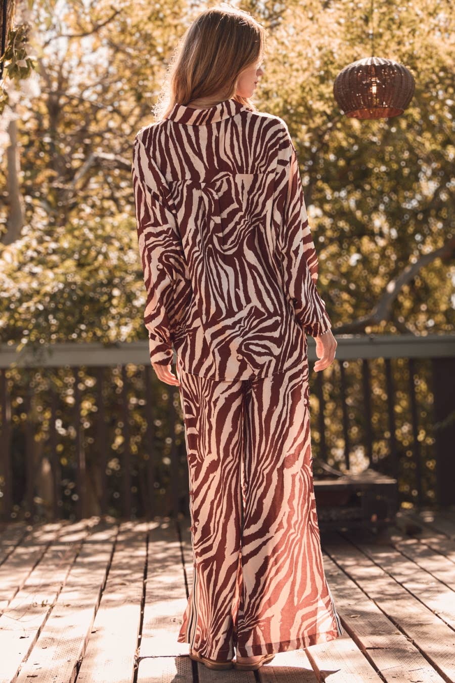 Zebra Printed Collared Blouse