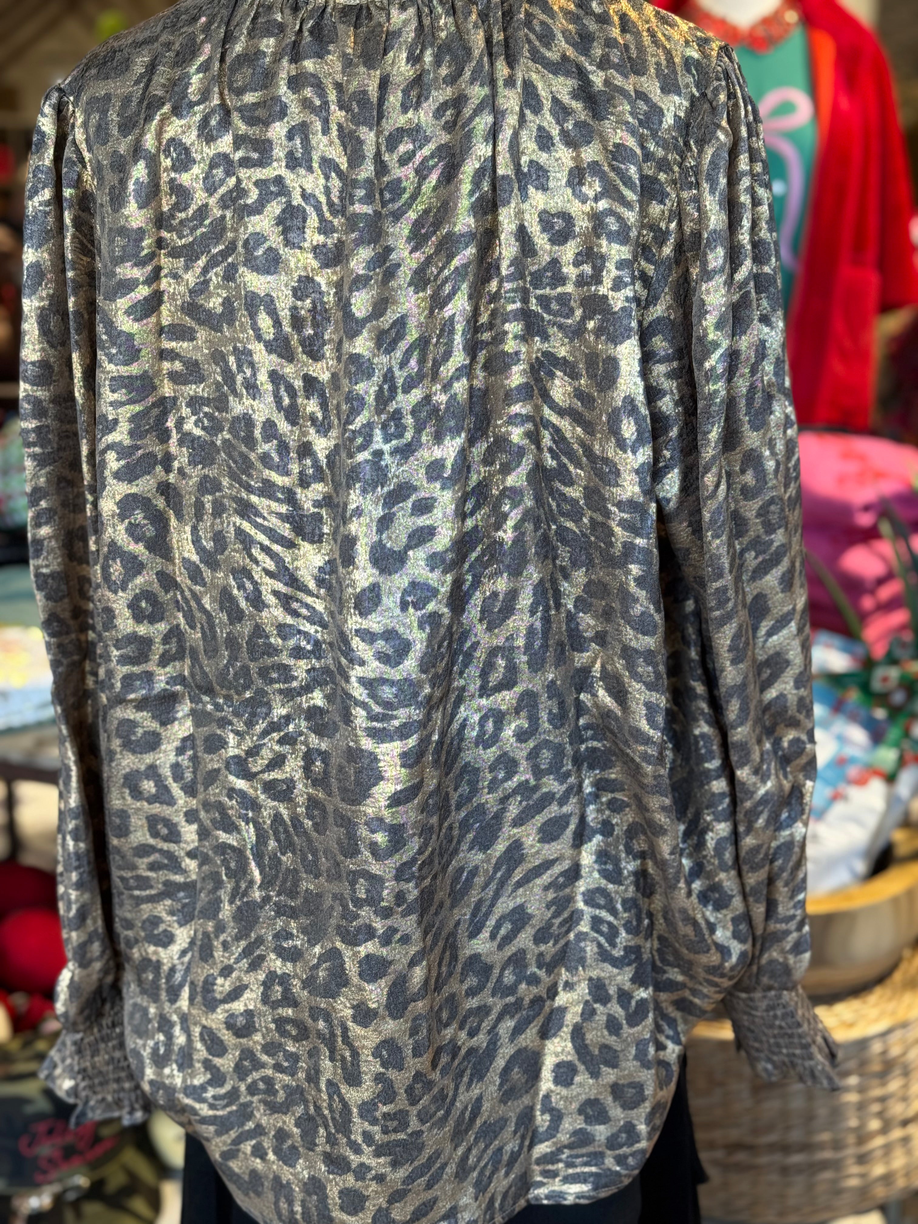 Metallic Leopard Print Top
